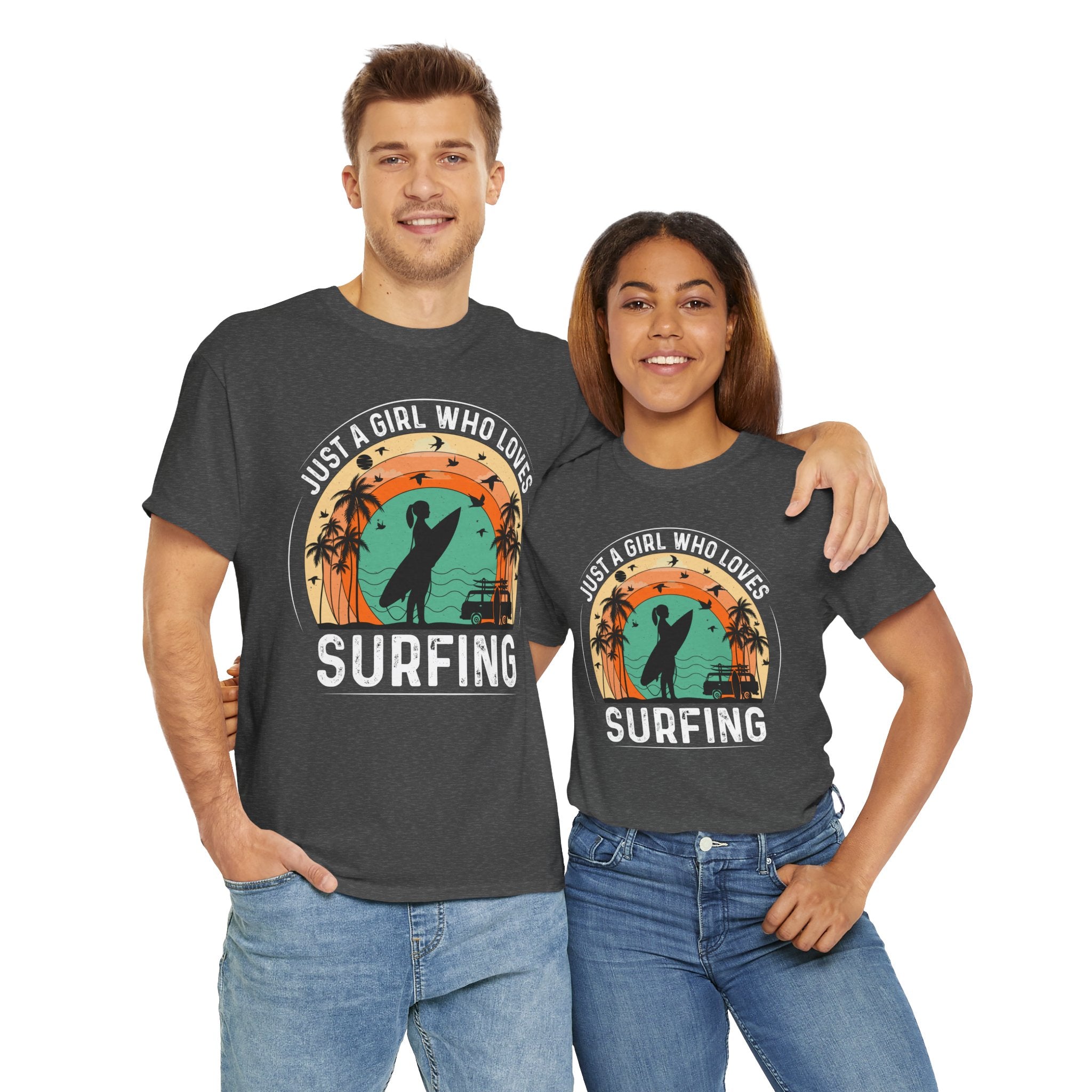 Beach Girl Surfing Retro Tee