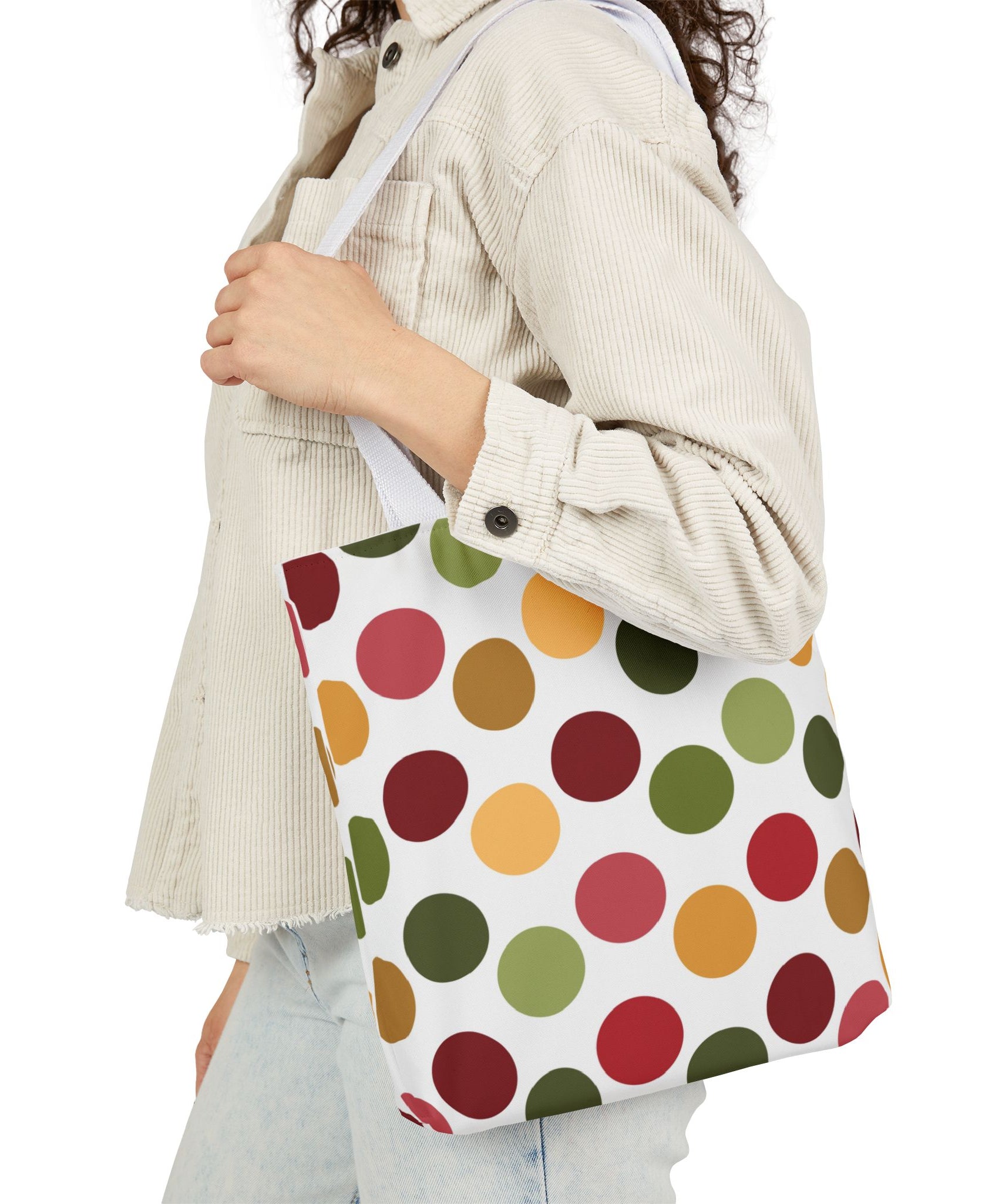 Colorful Polka Dot Canvas Tote Bag | Gallory Hive
