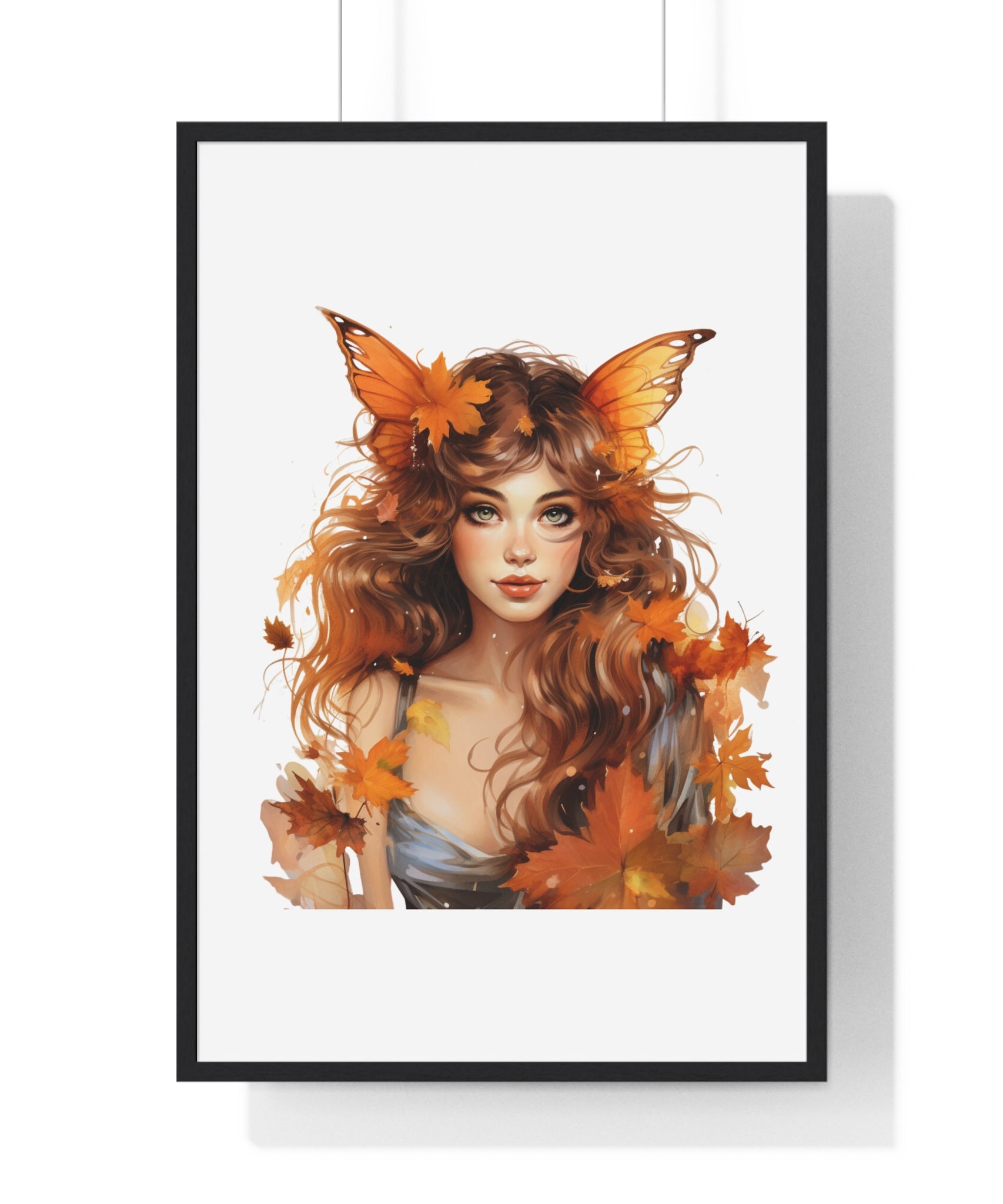 Autumn Fairy Wall Art – Butterfly Muse with Leaf Crown | Gallory Hive