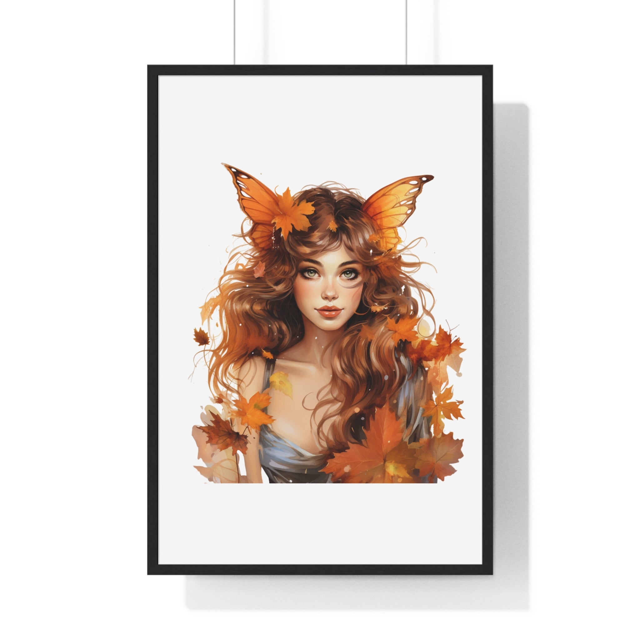 Autumn Fairy Wall Art – Butterfly Muse with Leaf Crown | Gallory Hive