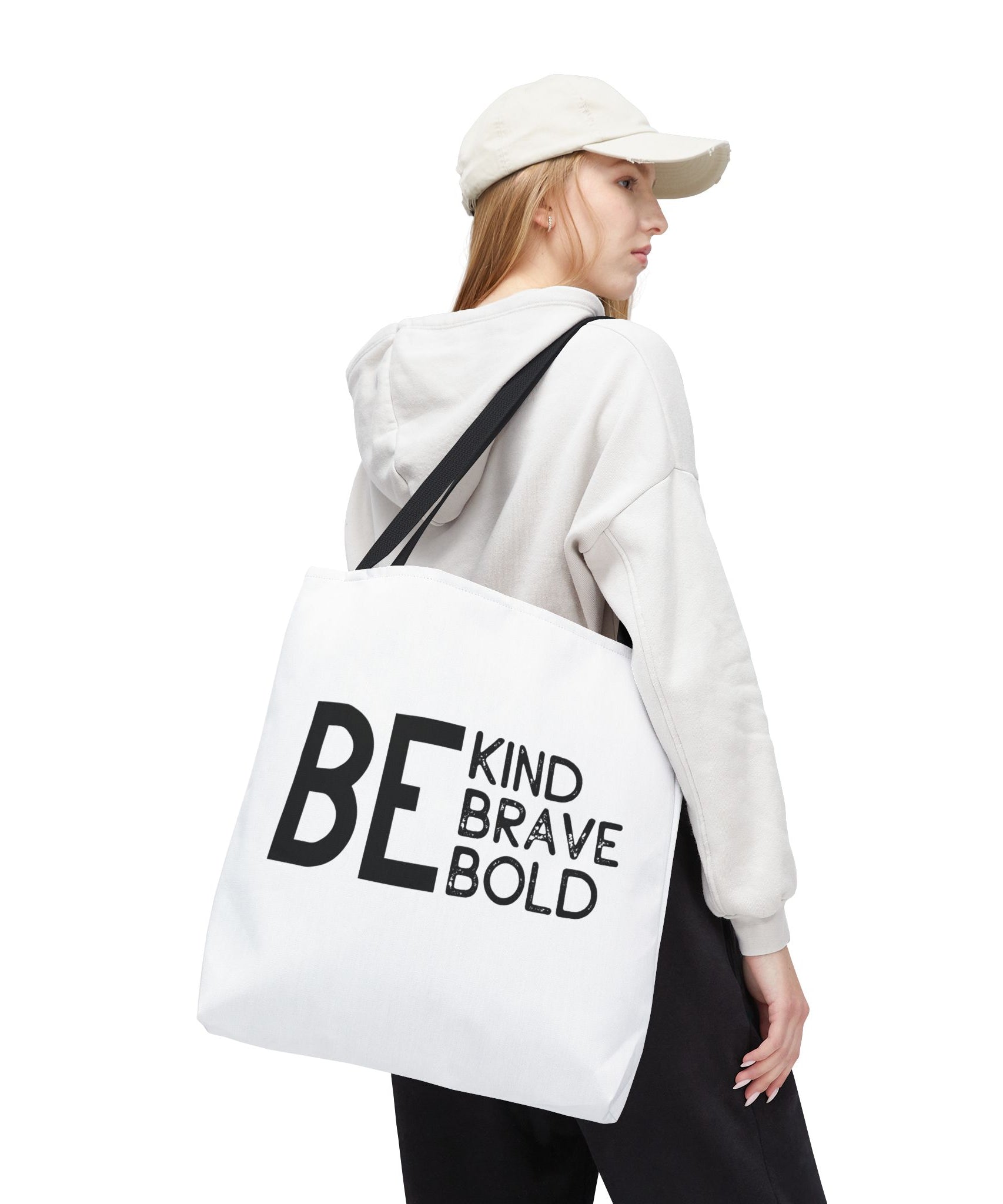 Inspirational Tote Bag - Be Kind Brave Bold - Eco-Friendly Carryall