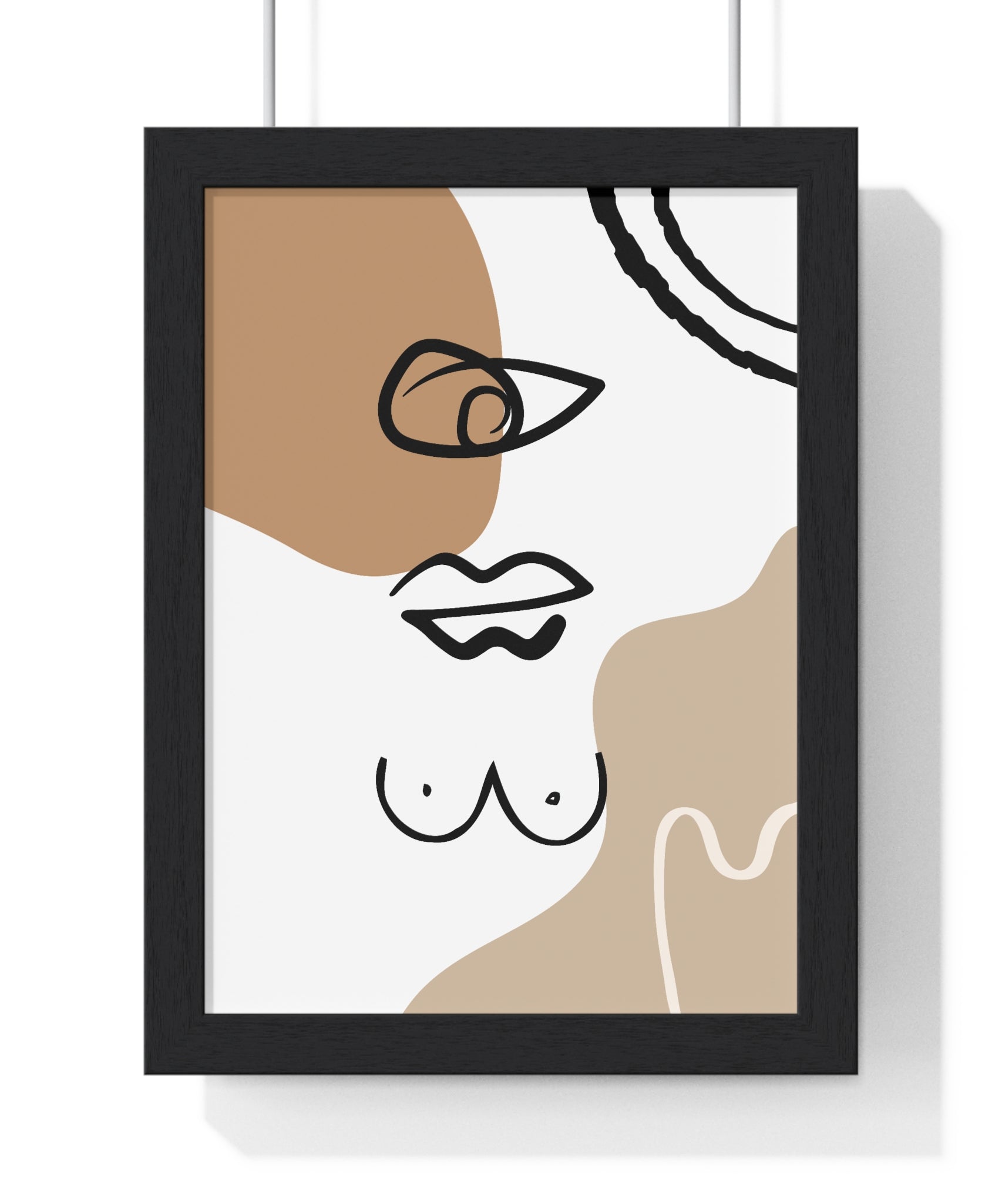Abstract Human Form Art – Framed Line Drawing