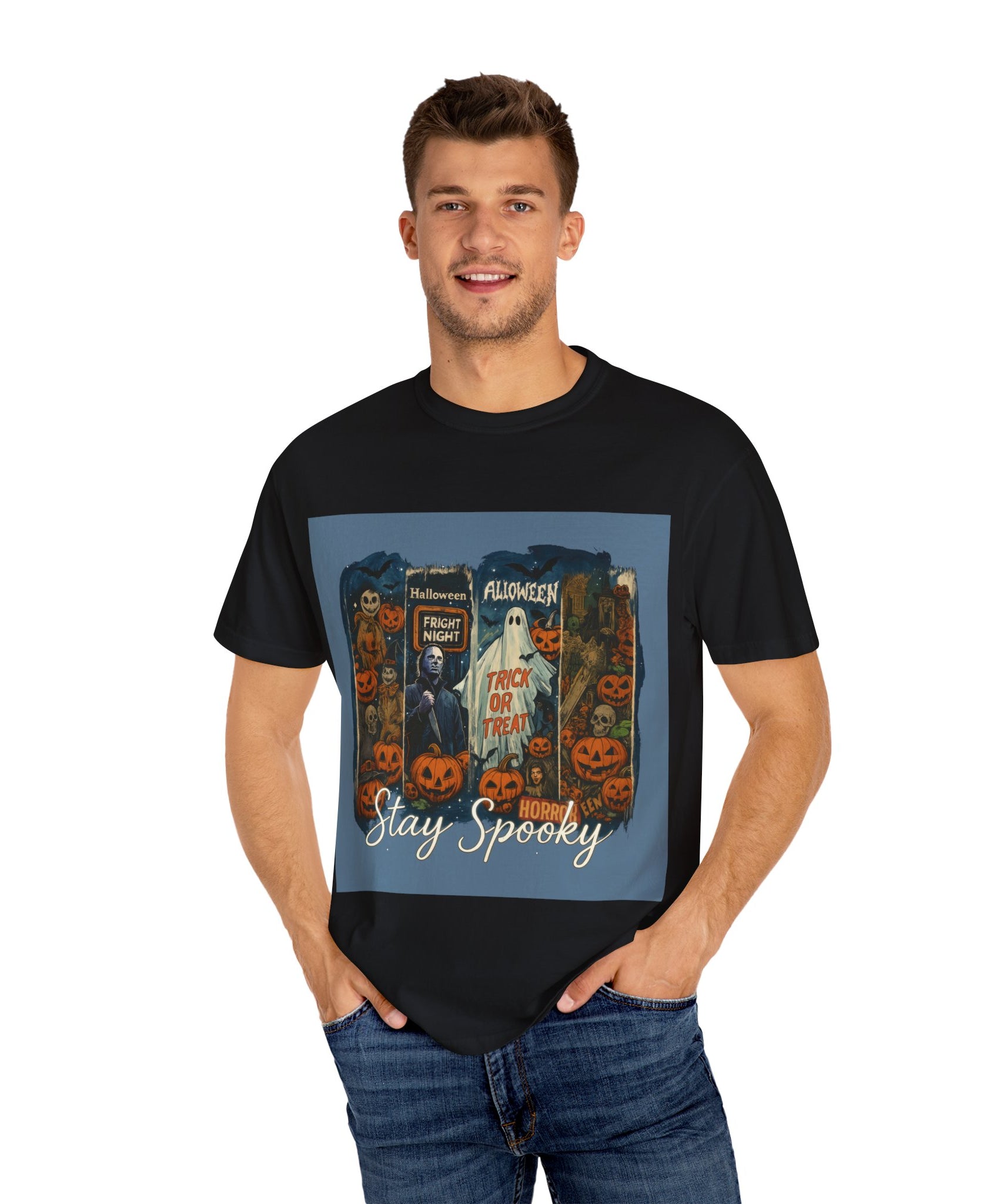 Stay Spooky Halloween Horror T-Shirt – Retro Slasher, Ghost, Pumpkins & Fright Night Design - Gallory Hive