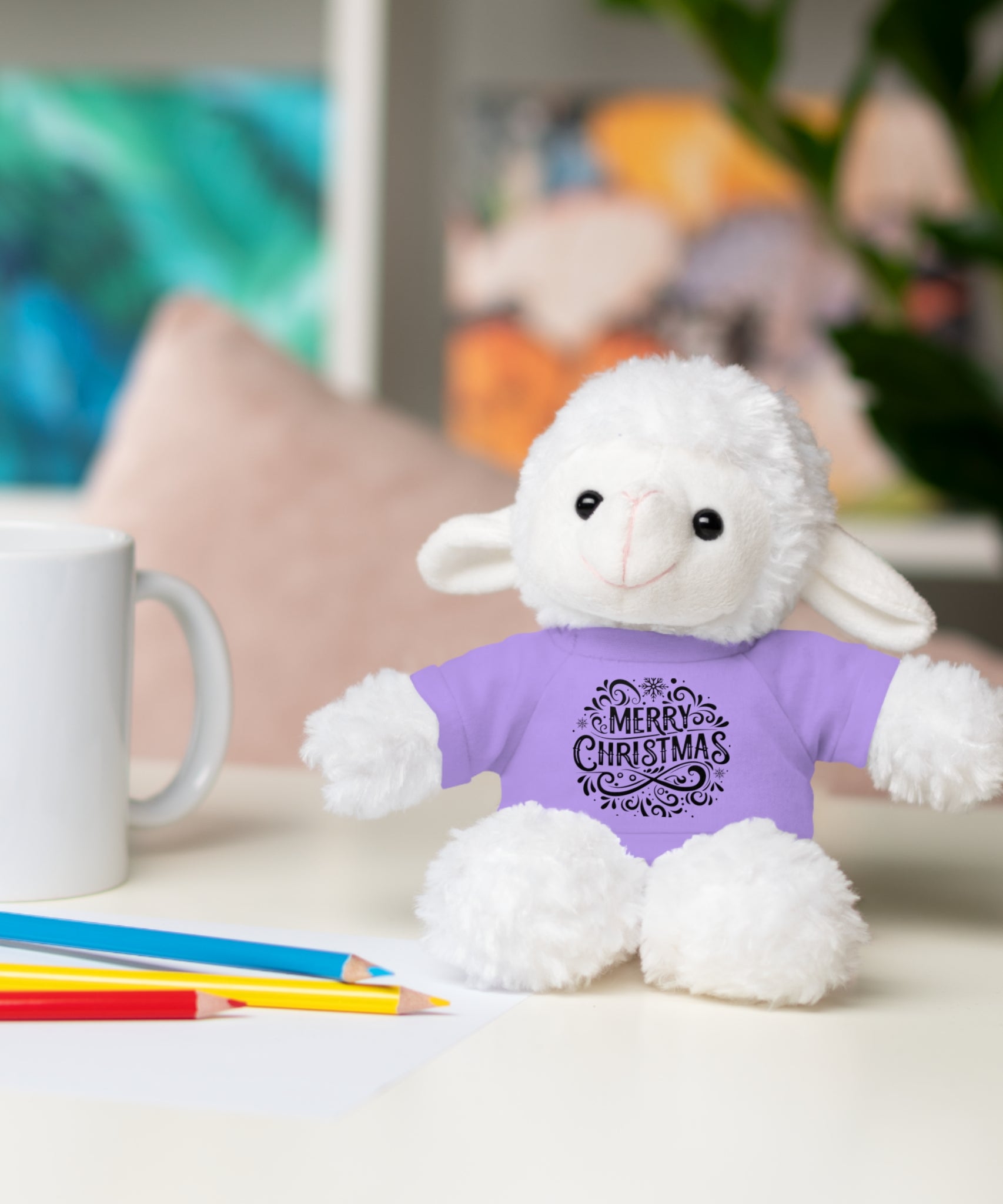 Festive Merry Christmas Stuffed Sheep | Gallory Hive