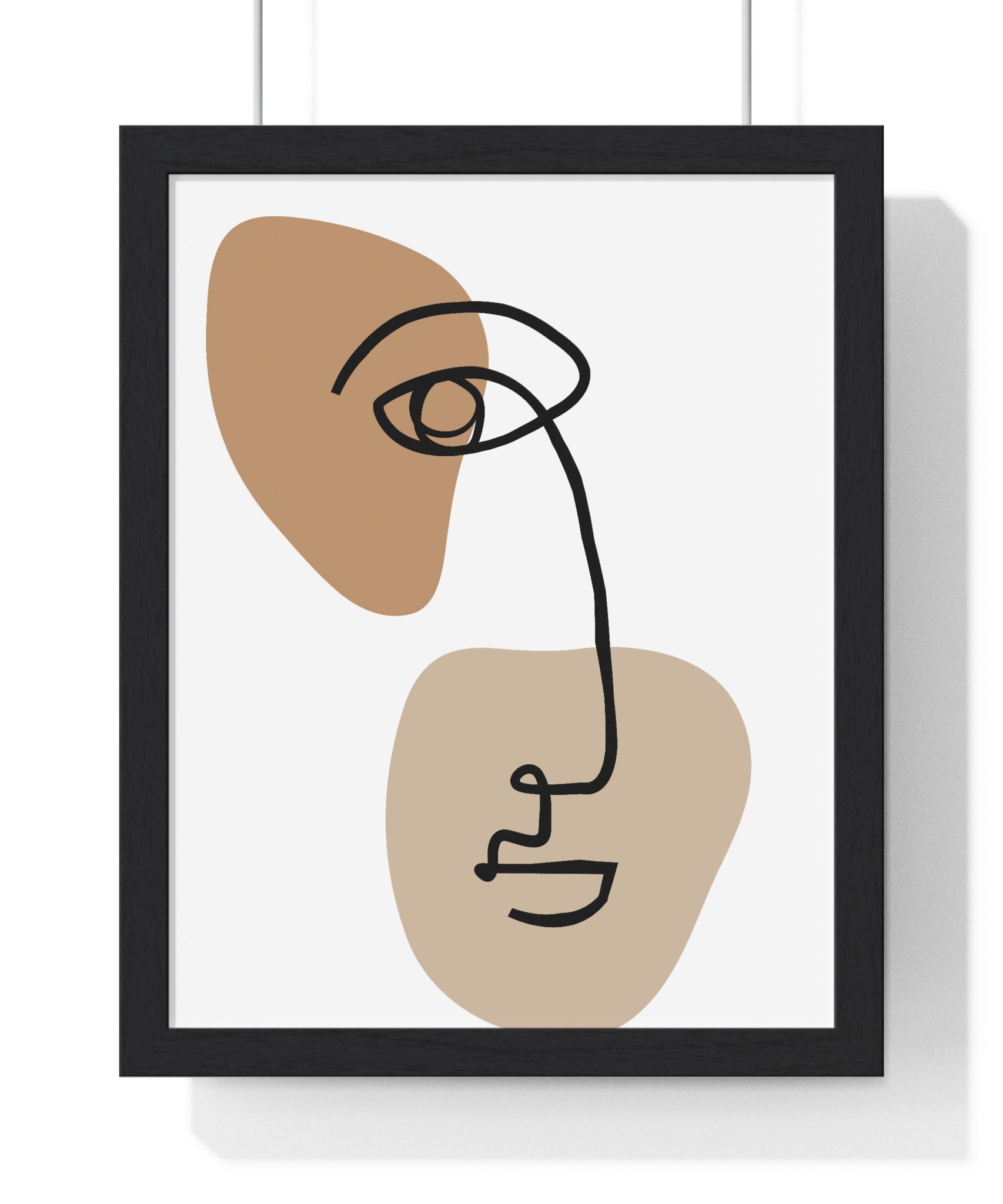 Abstract Face Line Drawing – Wood Frame Poster | Gallory Hive