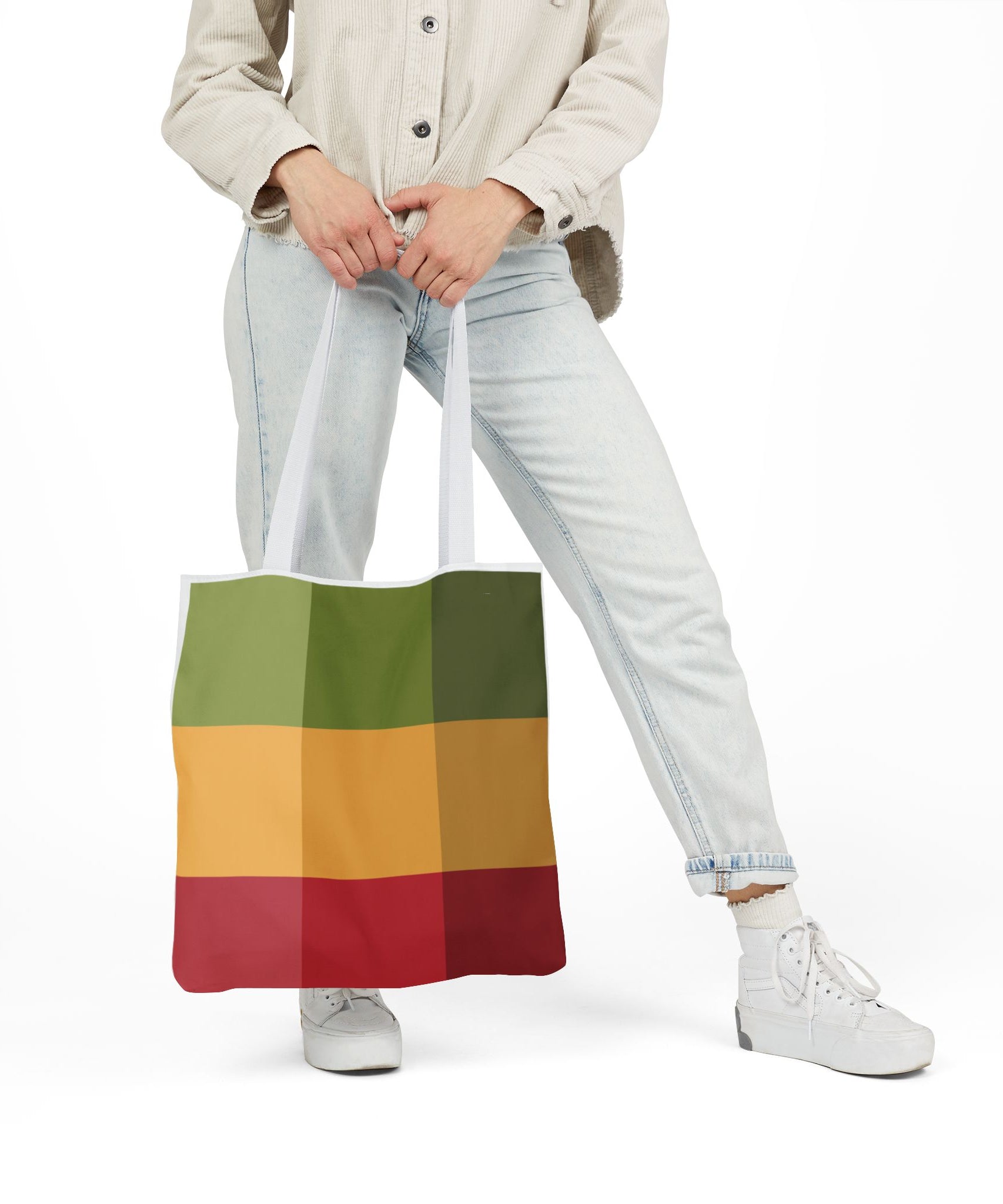 Colorful Geometric Square Pattern Tote Bag