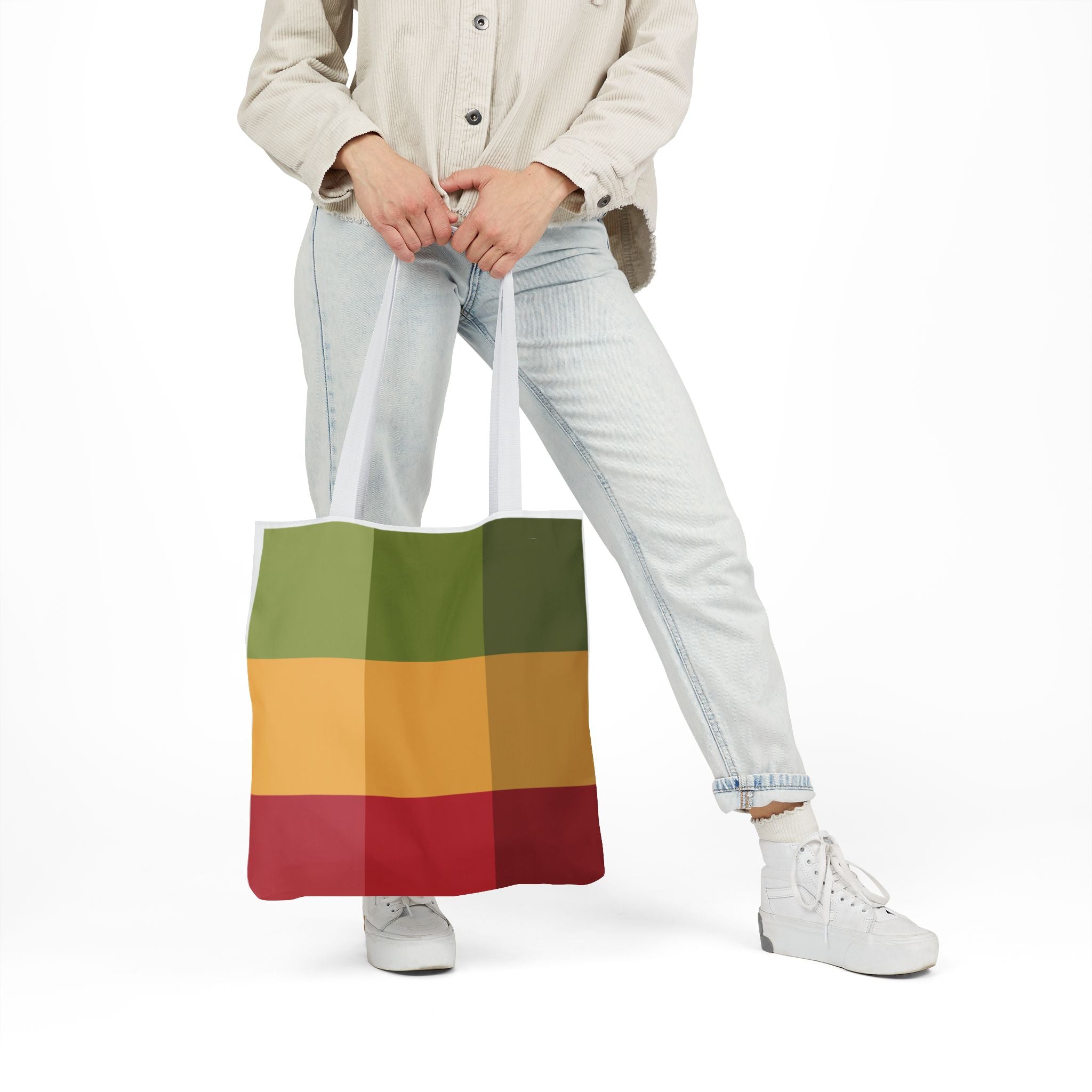 Colorful Geometric Square Pattern Tote Bag