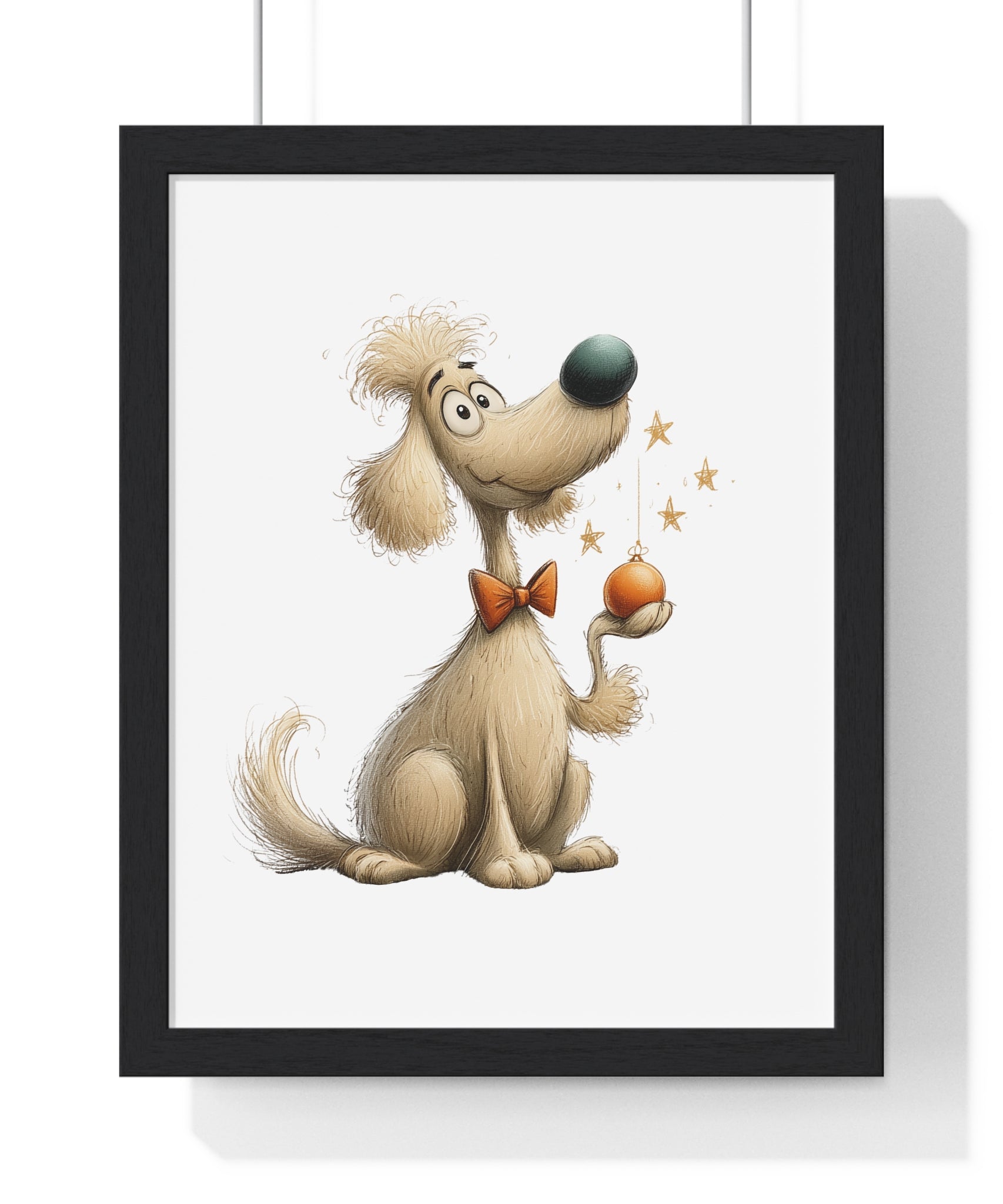 Ornament Pup – Wooden Wall Frame Whimsical Holiday Dog Decor