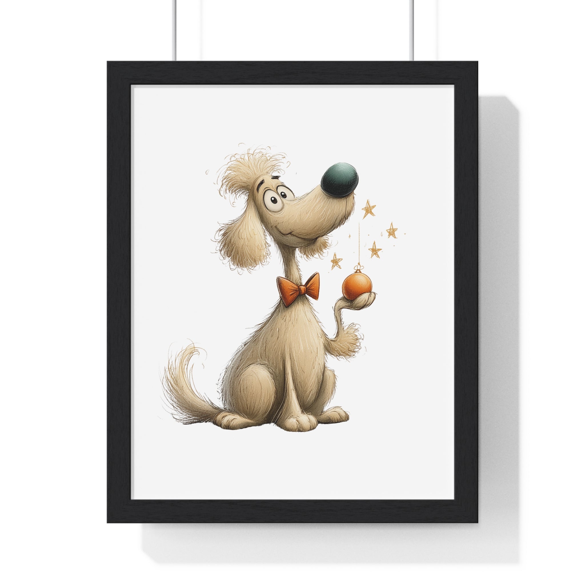Ornament Pup – Wooden Wall Frame Whimsical Holiday Dog Decor