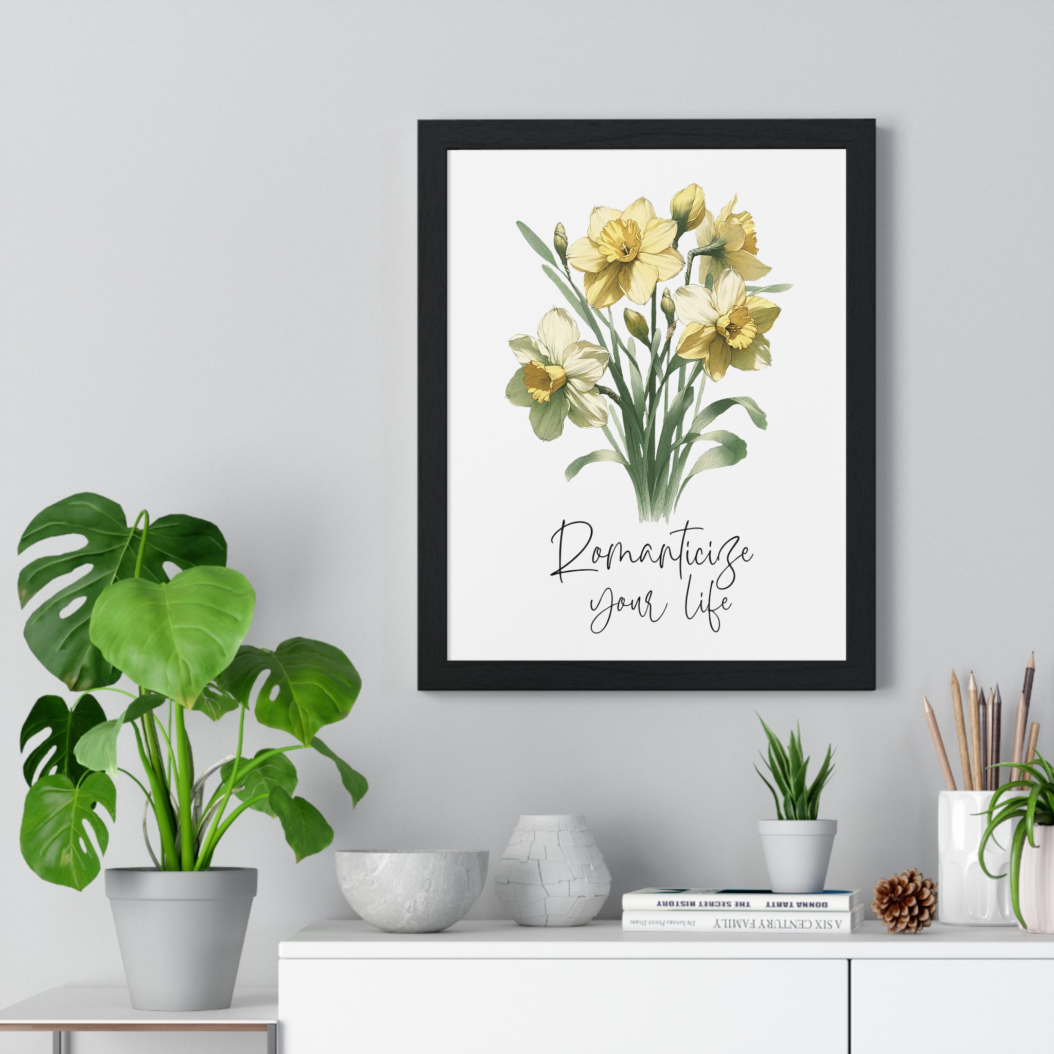 March Daffodil Birth Flower Wooden Framed Wall Art – "Romanticize Your Life"