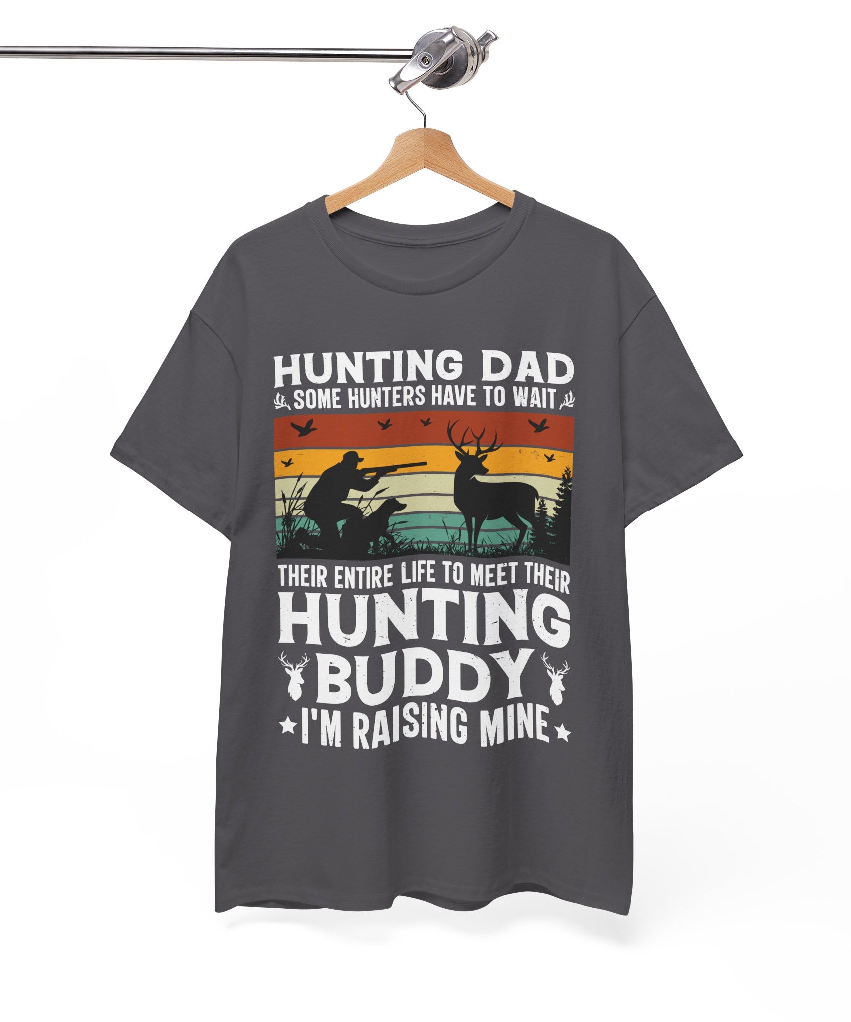 Retro Hunter Tee – Dog, Deer & Rifle Scene | Gallory Hive