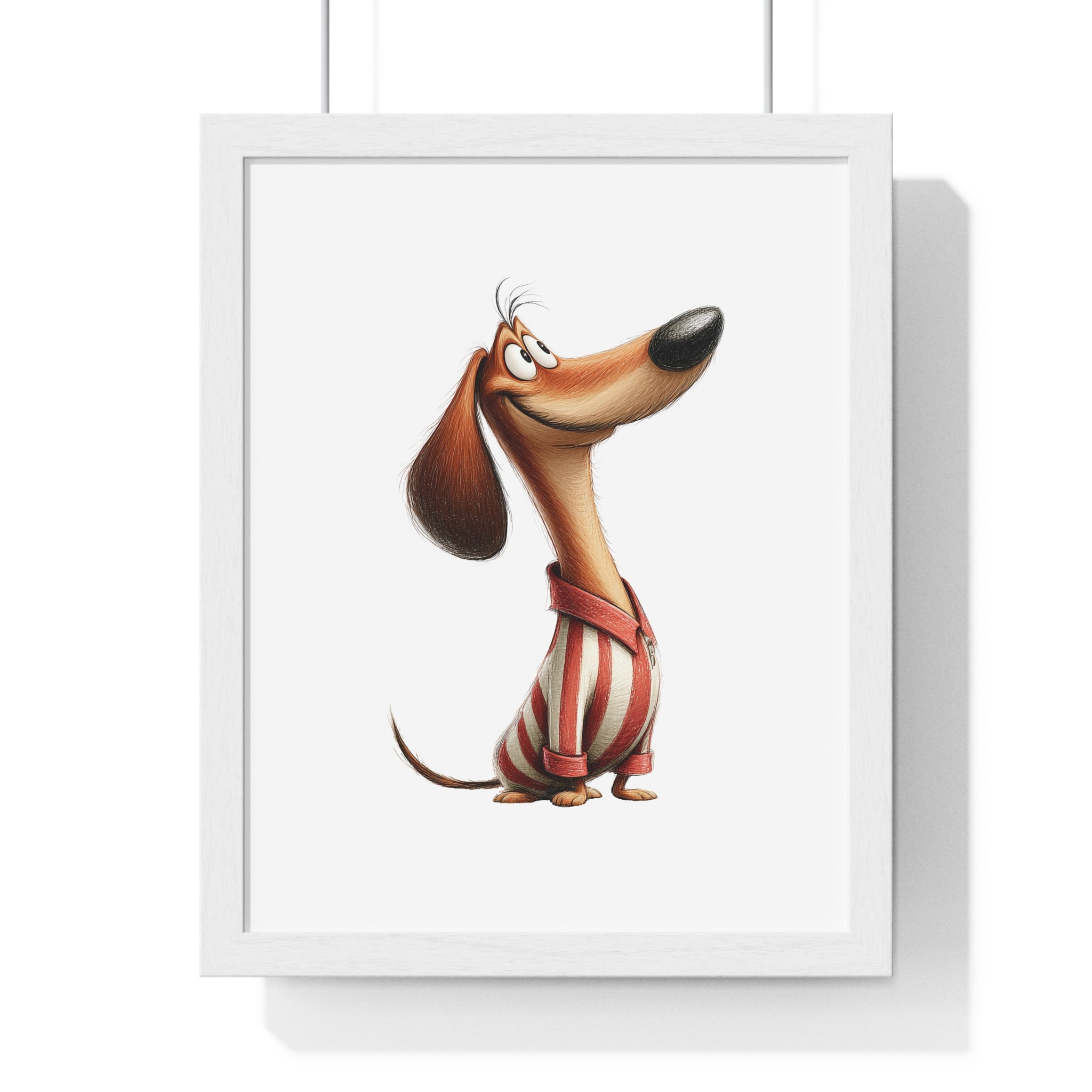 Happy Dachshund in Striped Pajamas – Wooden Wall Frame Home Decor - Gallory Hive