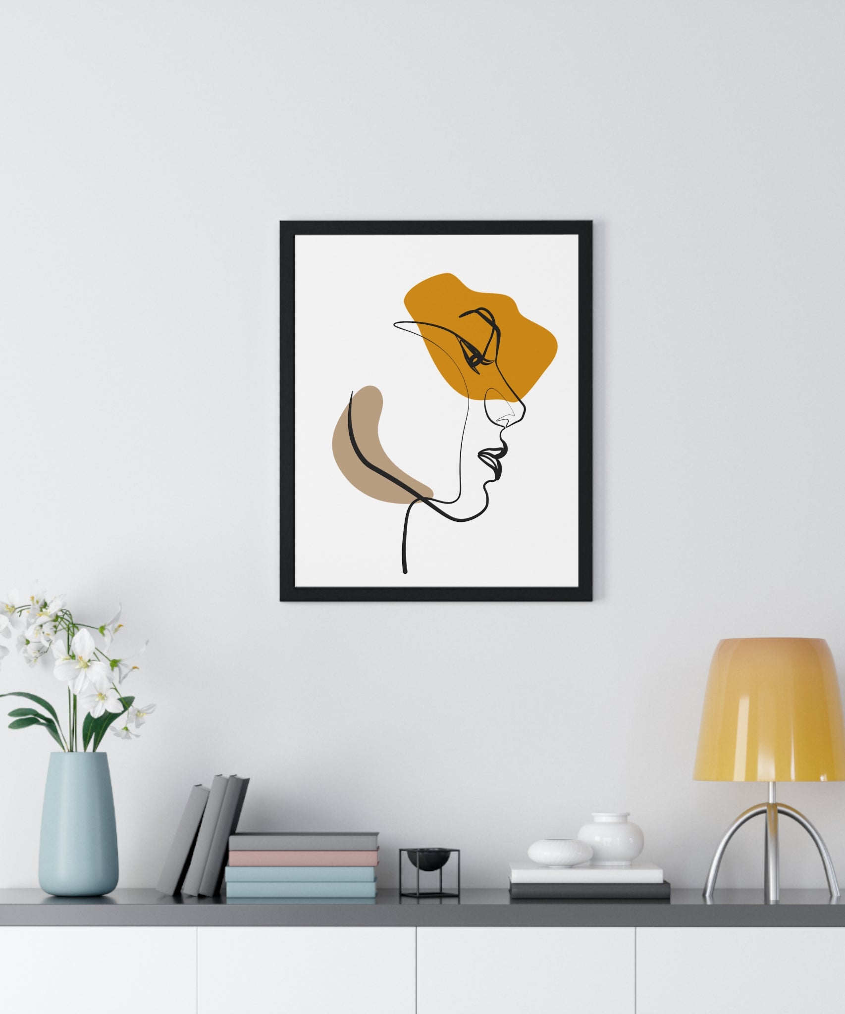 Abstract Profile Line Art – Framed Face Print