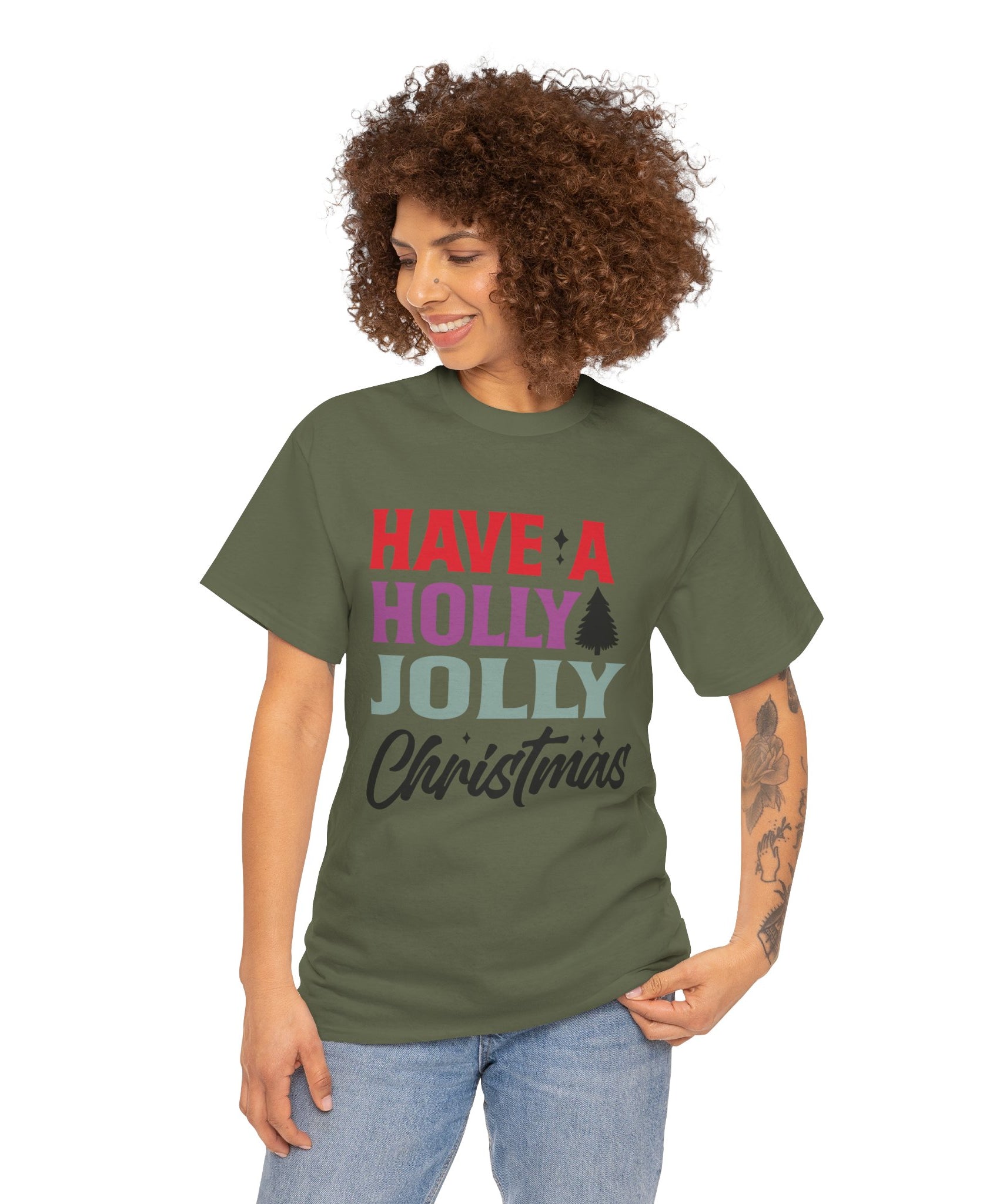 Festive Holly Jolly Christmas Graphic Tee | Gallory Hive
