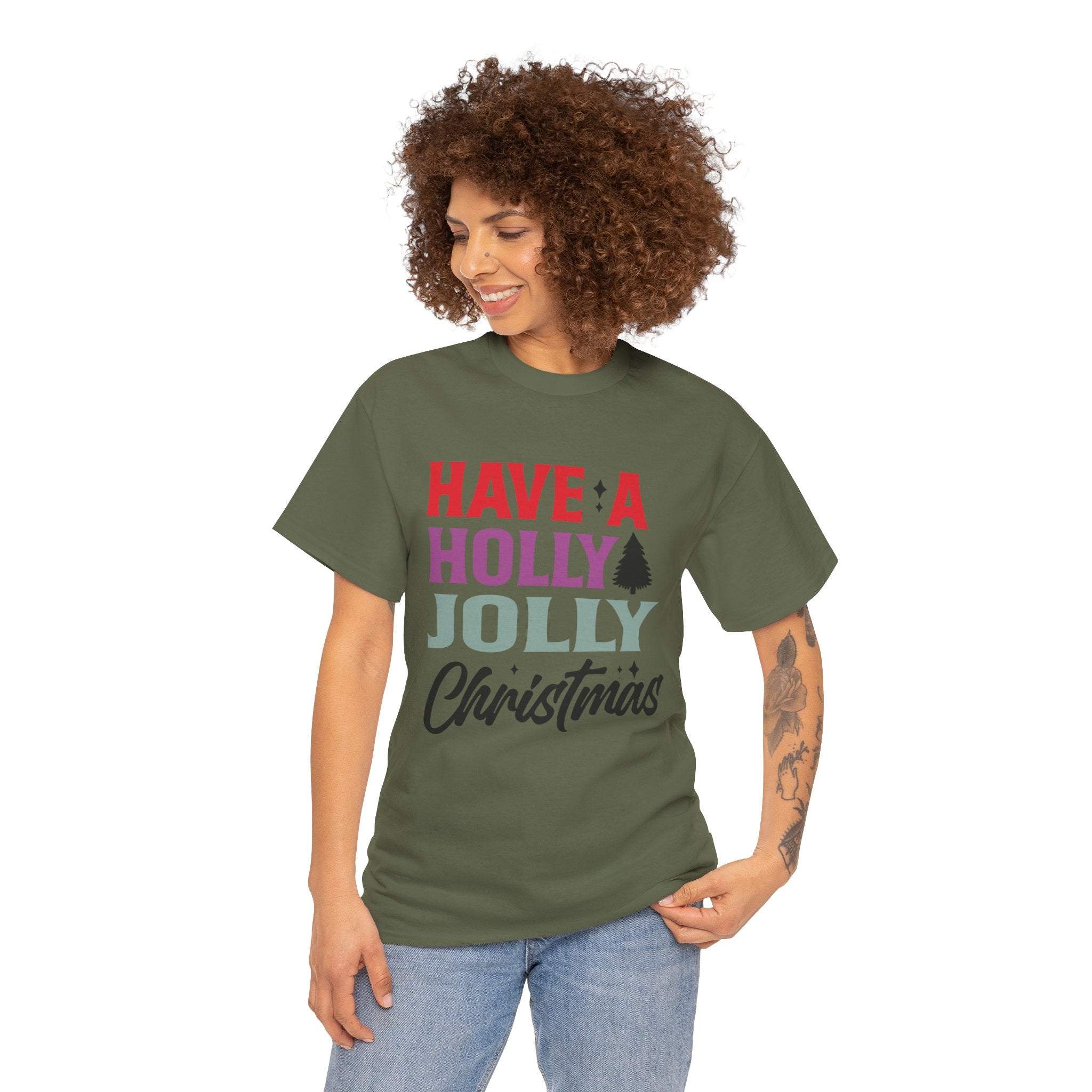 Festive Holly Jolly Christmas Graphic Tee | Gallory Hive