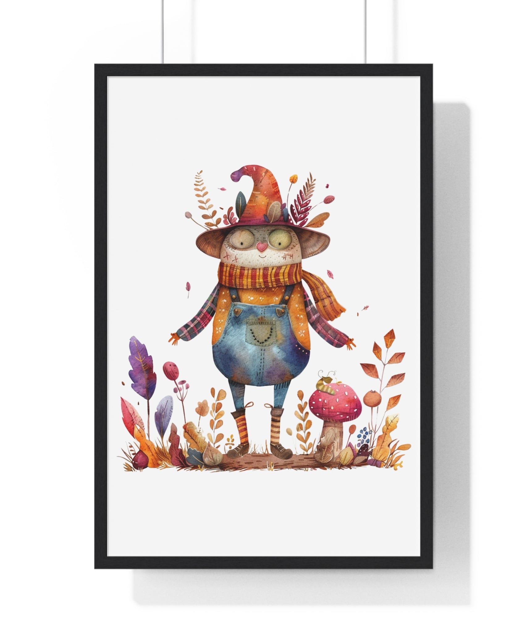 Whimsical Autumn Witch Wooden Framed Wall Art