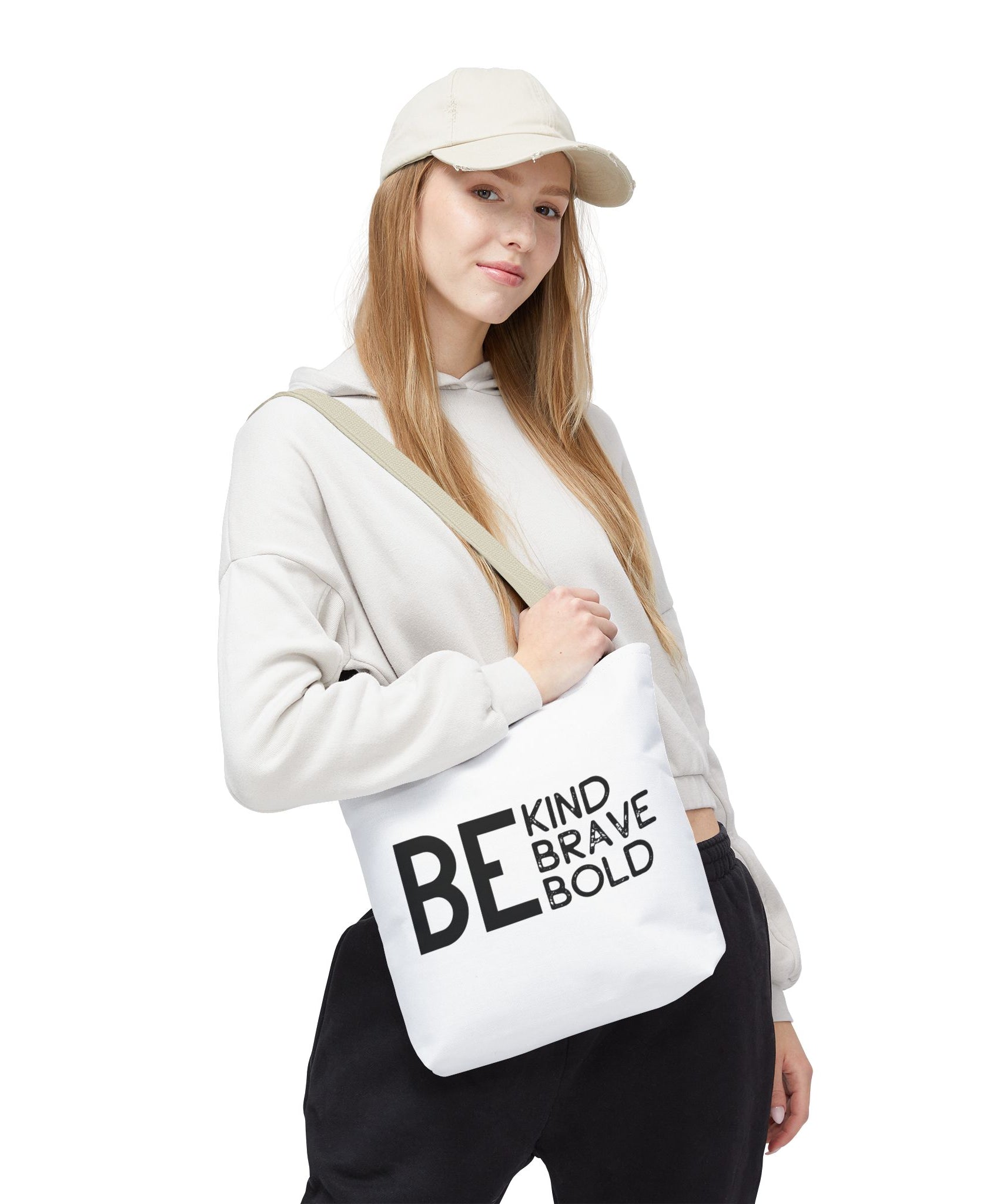 Inspirational Tote Bag - Be Kind Brave Bold - Eco-Friendly Carryall