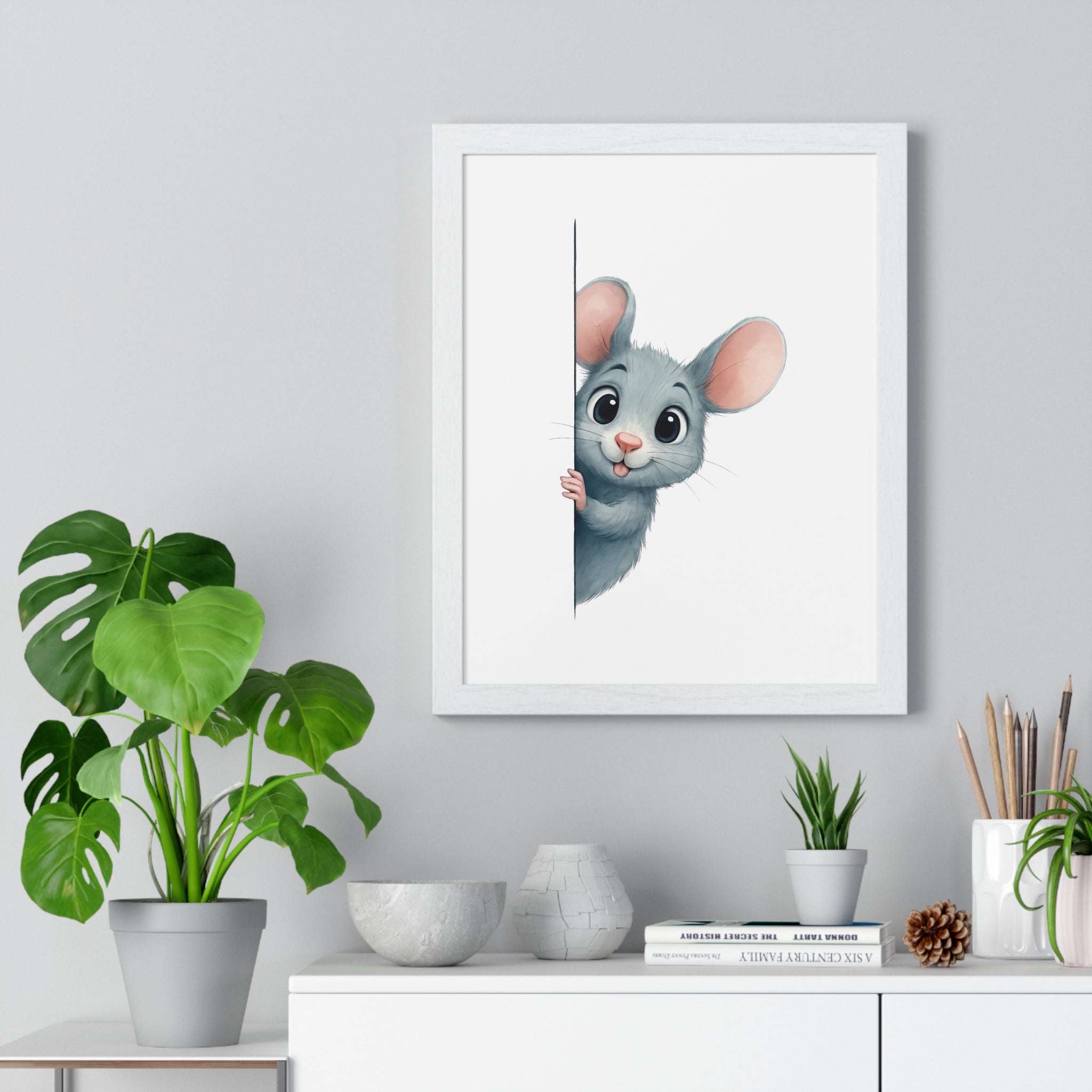 Peekaboo Mouse – Wooden Frame Wall Art