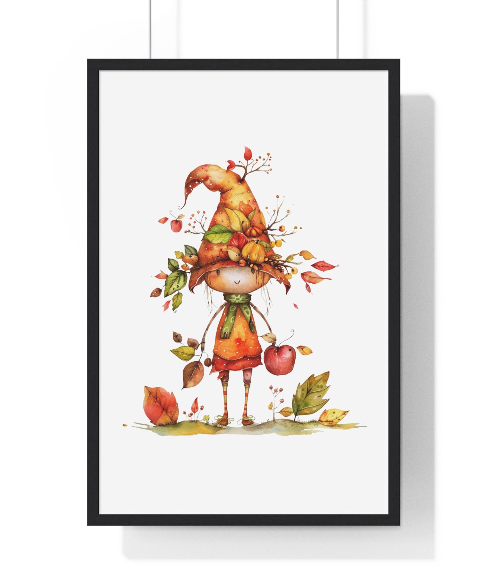 Little Autumn Witch – Whimsical Fall Framed Wall Art