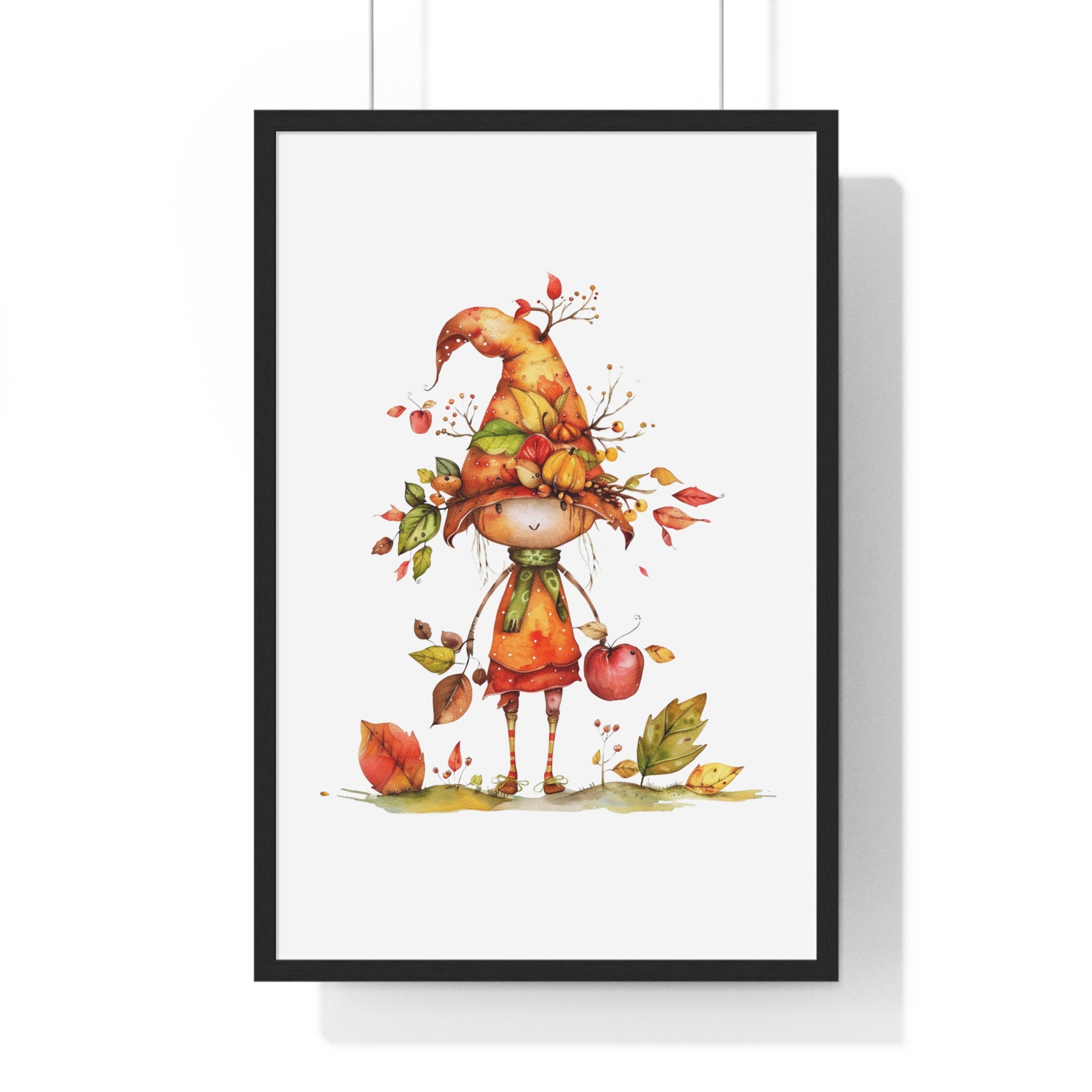 Little Autumn Witch – Whimsical Fall Framed Wall Art