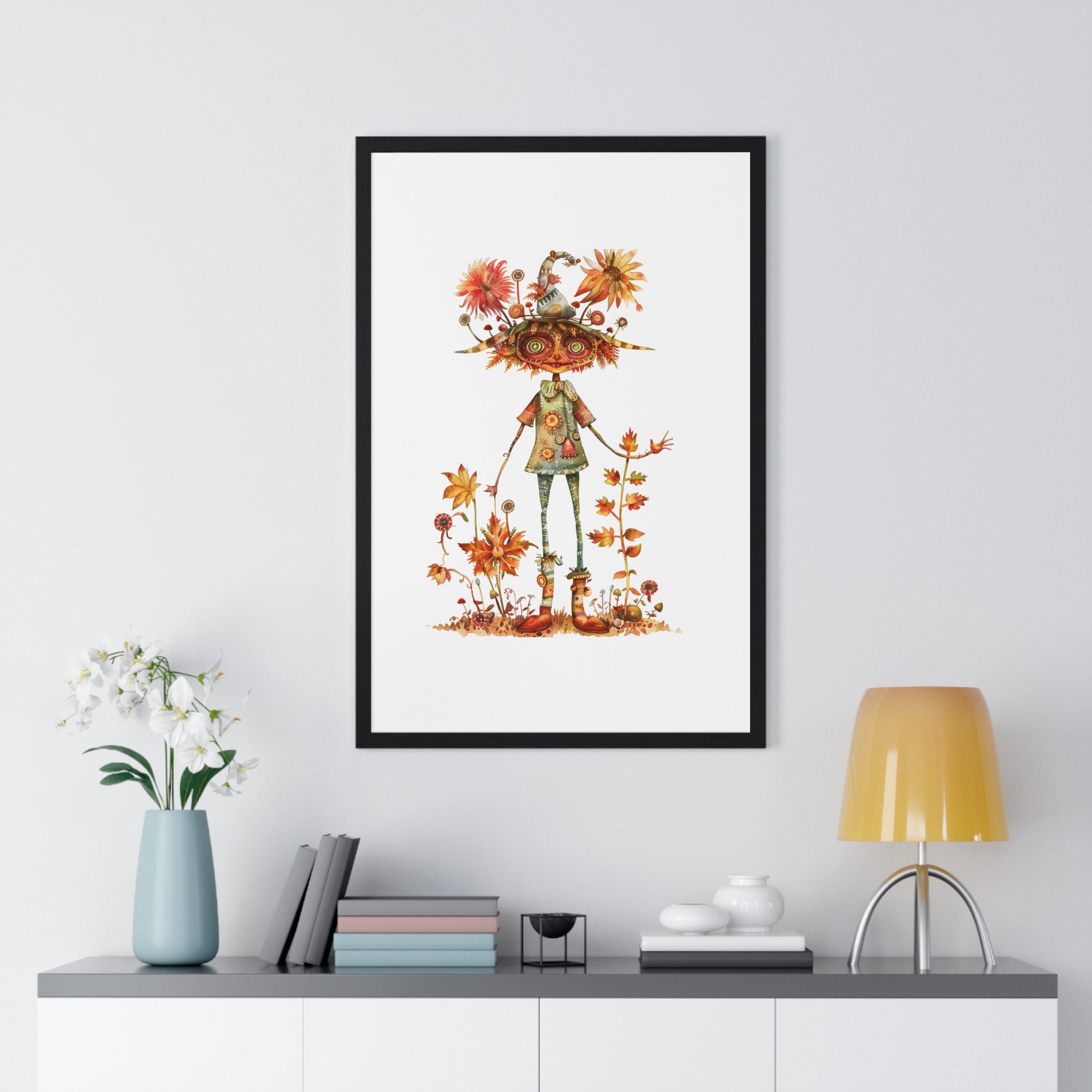 Eccentric Autumn Wizard Wooden Framed Wall Art