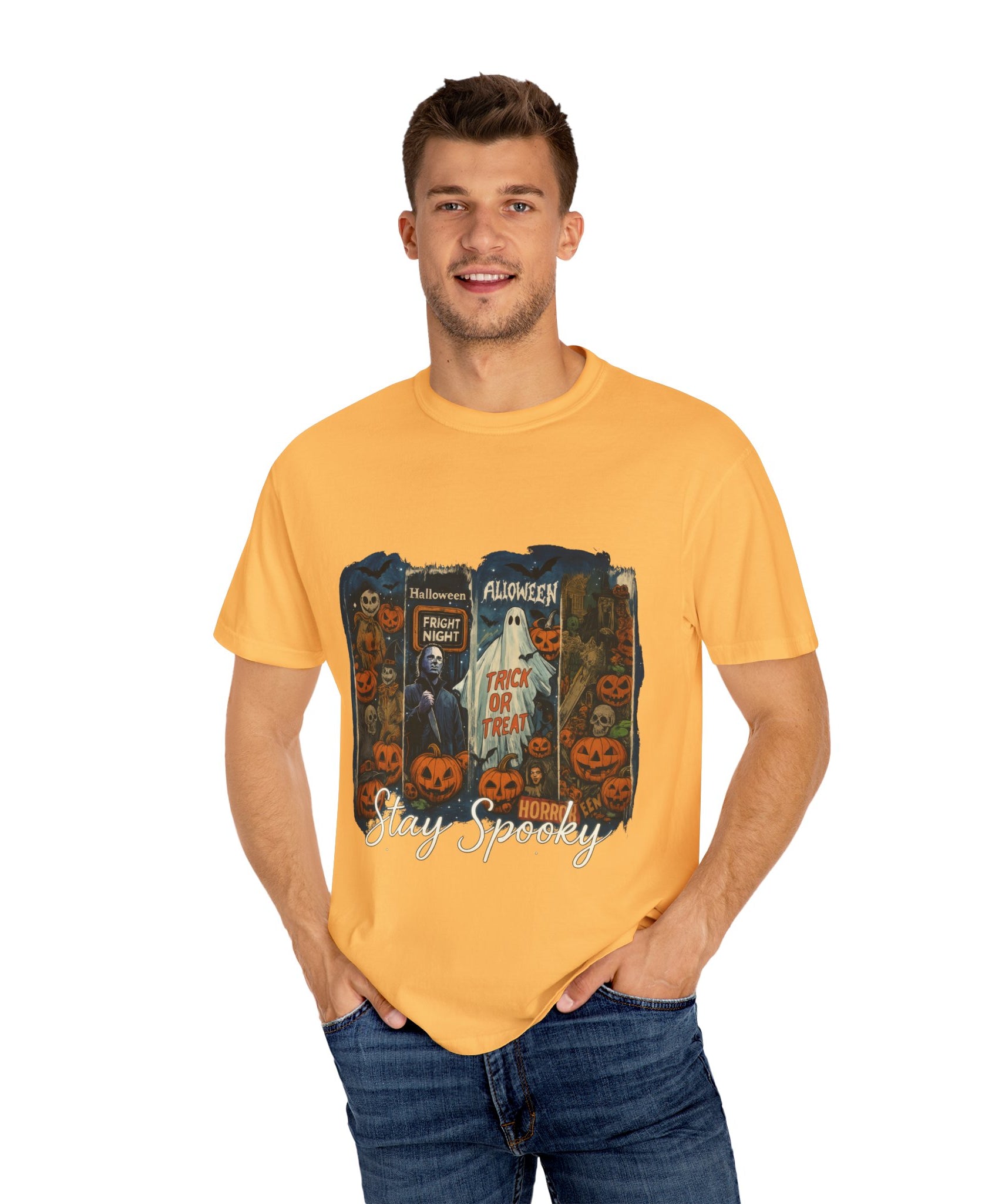 Stay Spooky Halloween Horror T-Shirt – Retro Slasher, Ghost, Pumpkins & Fright Night Design - Gallory Hive