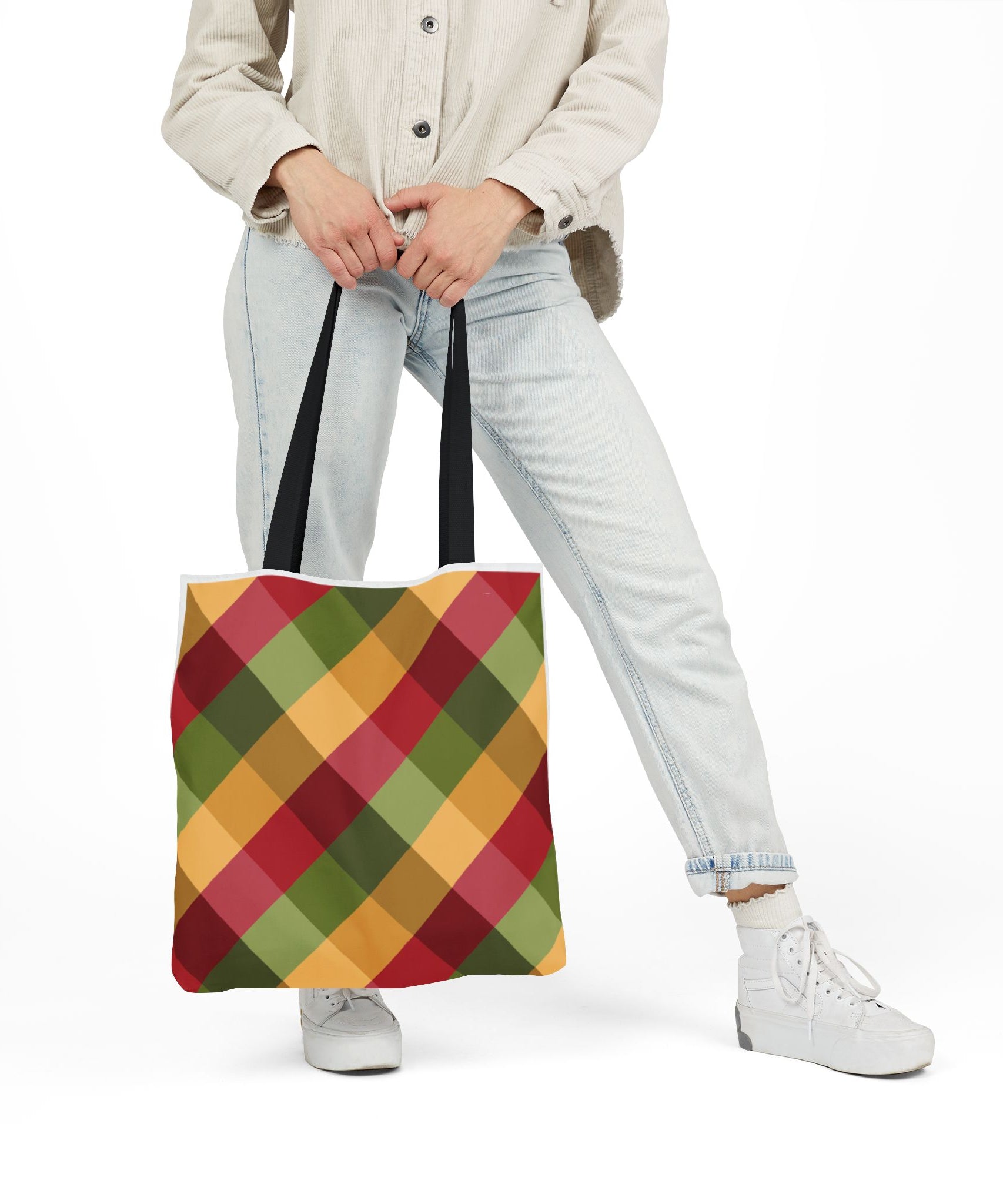 Vibrant Geometric Angle Design Canvas Tote