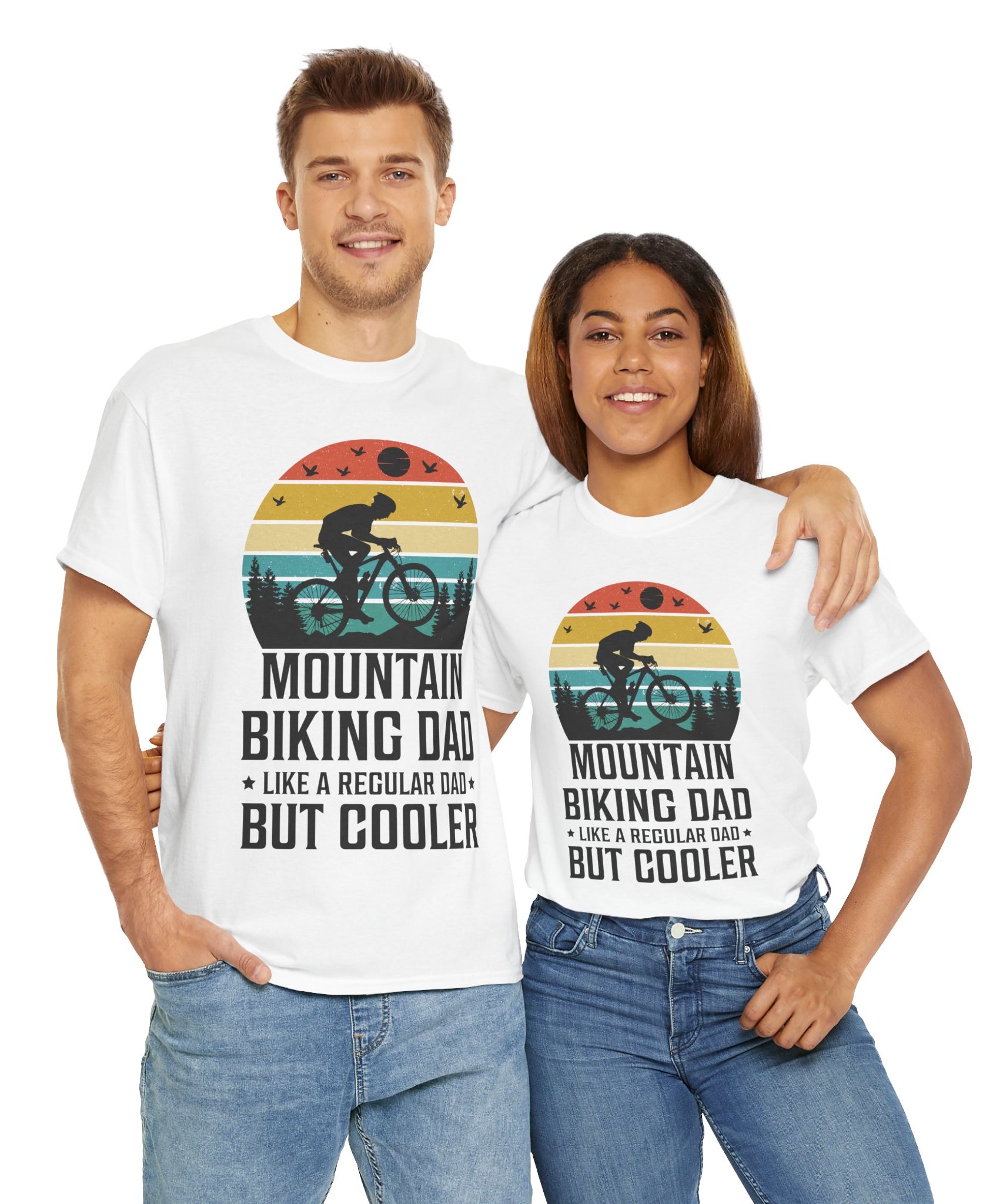Retro Mountain Biking Dad Tee - Unique Gift Idea