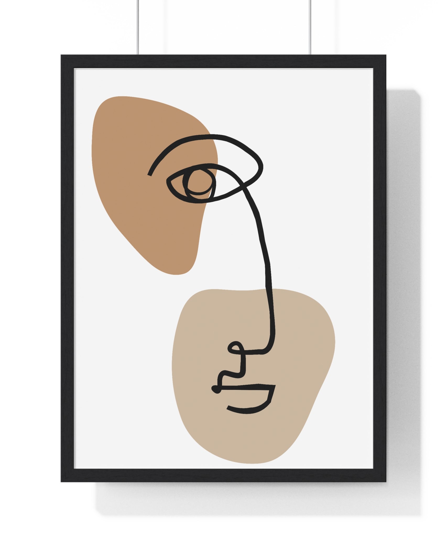 Abstract Face Line Drawing – Wood Frame Poster | Gallory Hive
