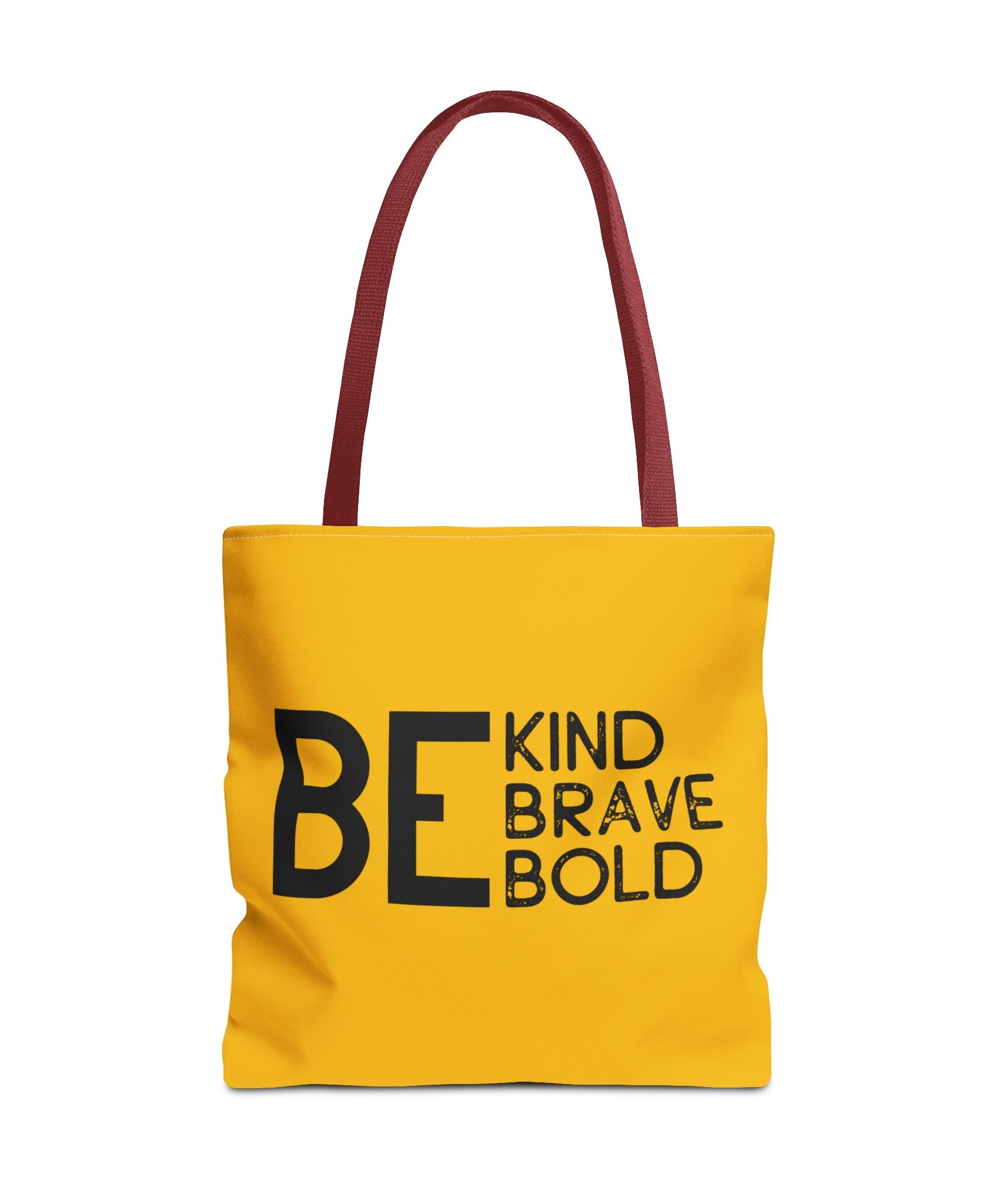 Inspirational Tote Bag - Be Kind Brave Bold - Eco-Friendly Carryall - Yellow