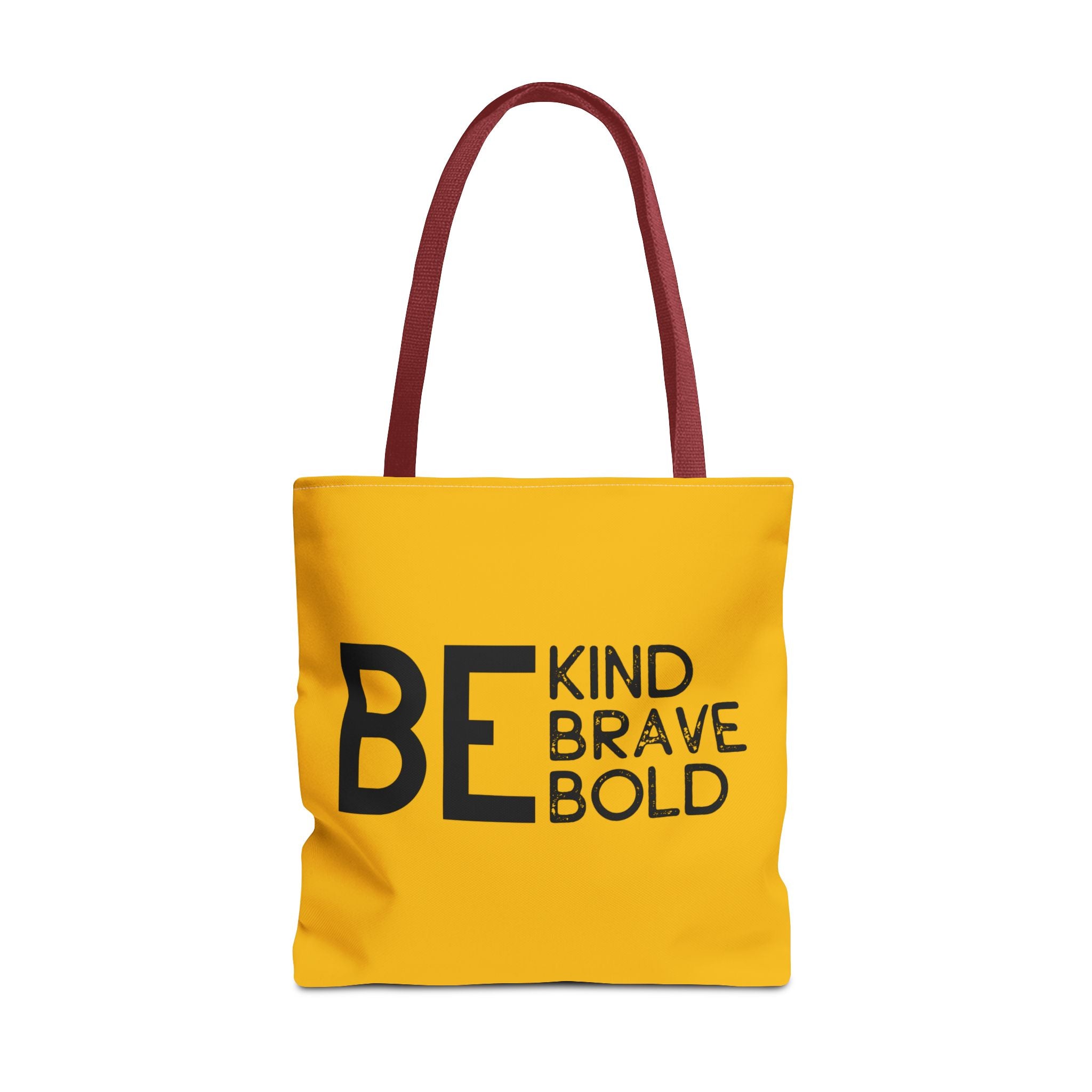Inspirational Tote Bag - Be Kind Brave Bold - Eco-Friendly Carryall - Yellow