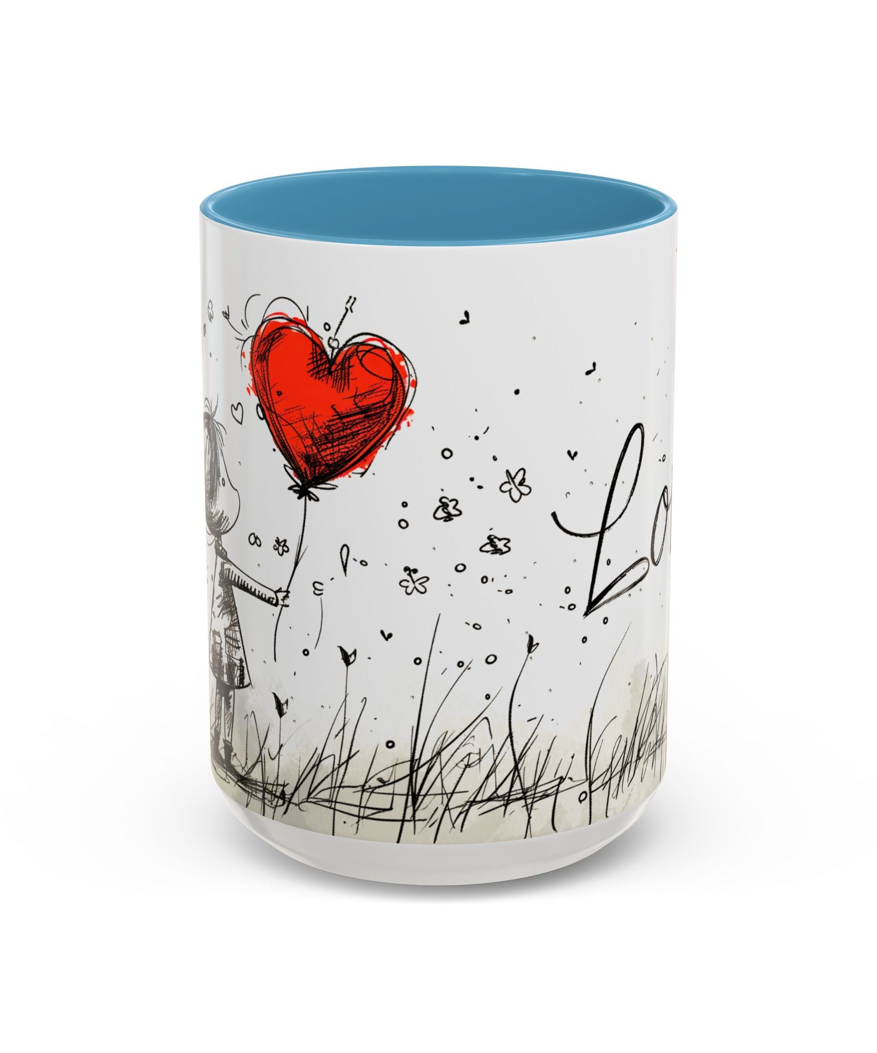 Love Heart Sketch Ceramic Coffee Mug | Gallory Hive