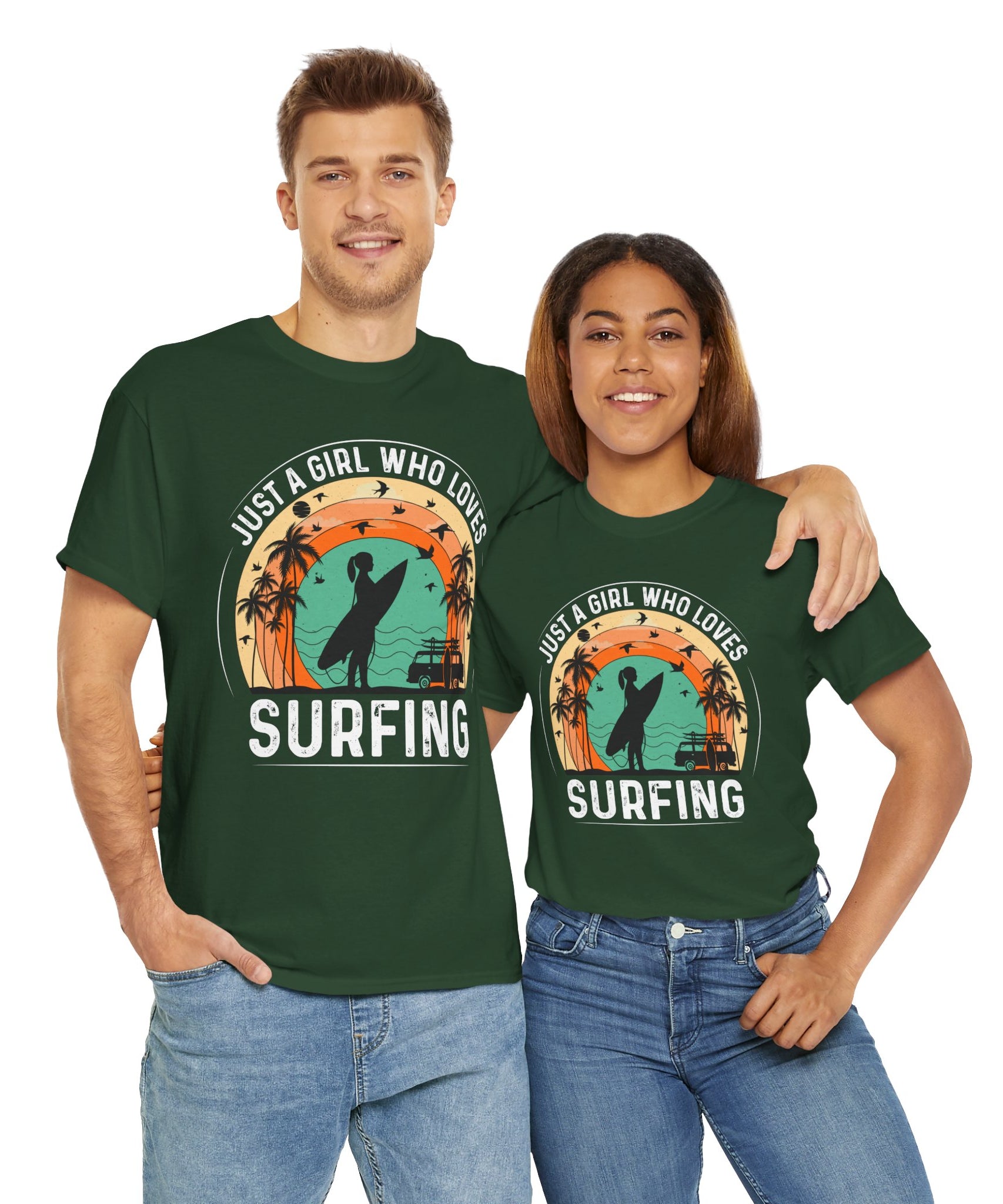 Beach Girl Surfing Retro Tee