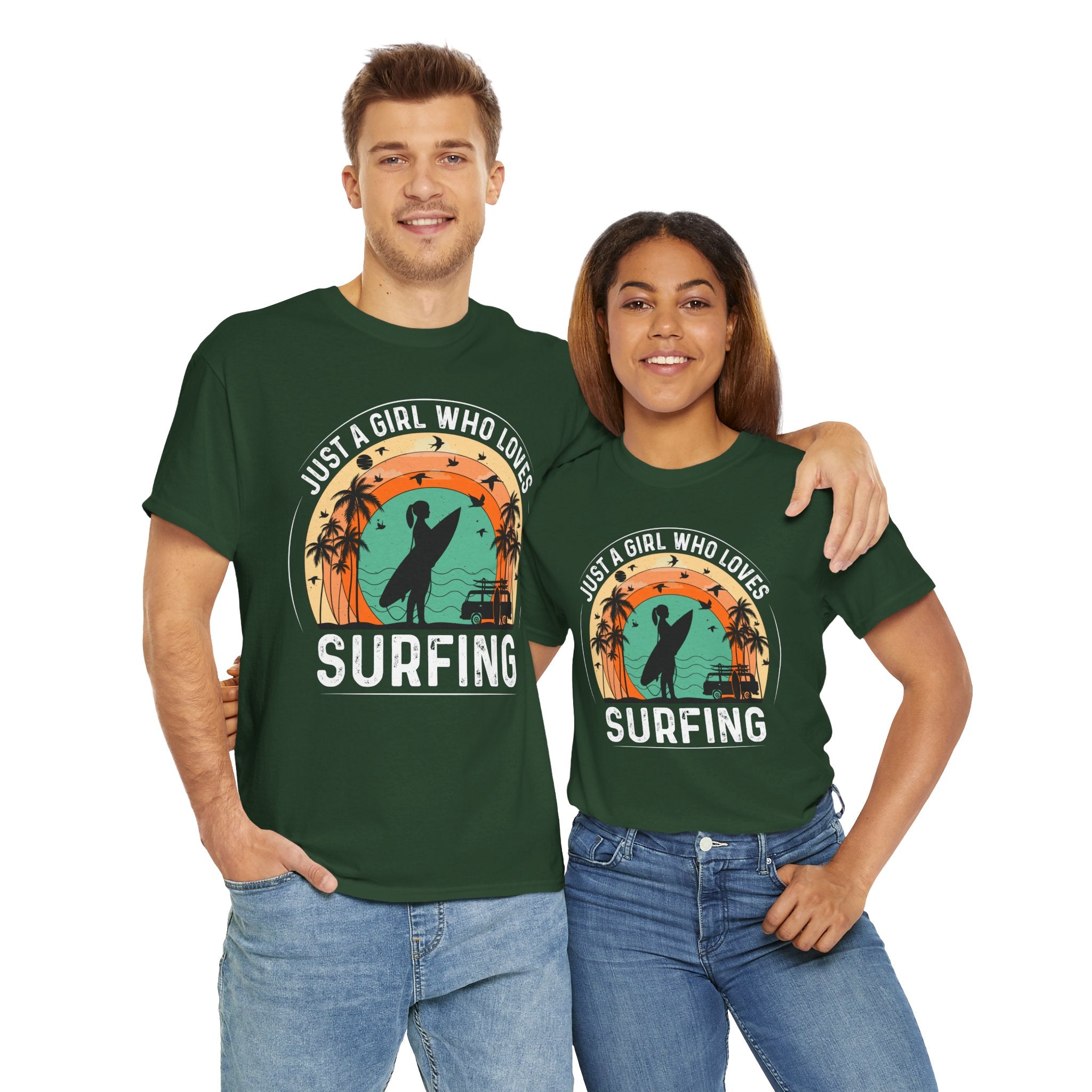 Beach Girl Surfing Retro Tee