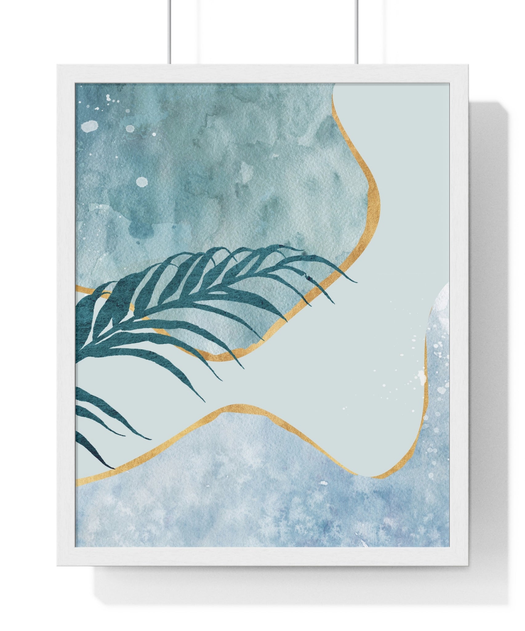 Abstract Leaf Prints on Wooden Frame – Modern Wall Art