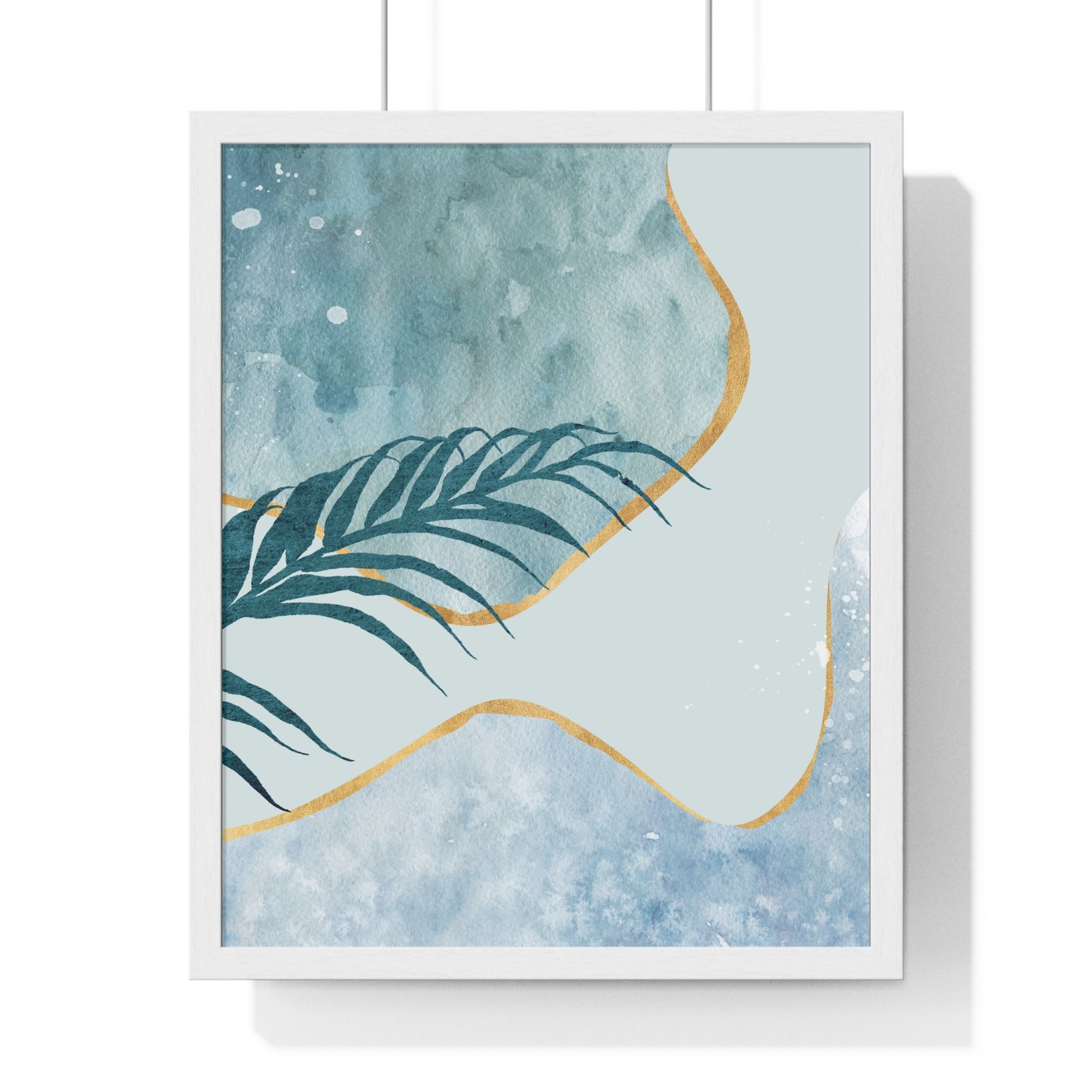 Abstract Leaf Prints on Wooden Frame – Modern Wall Art