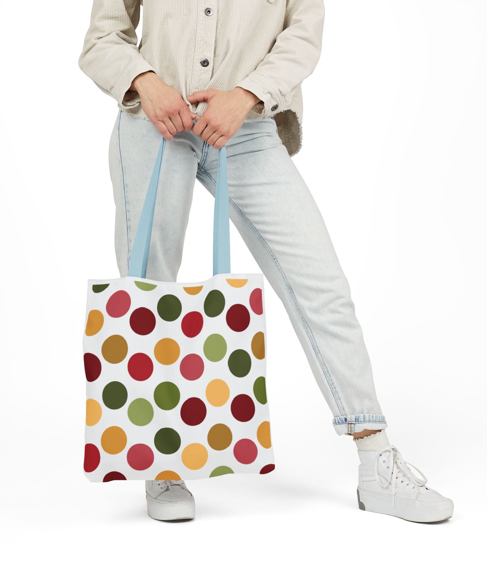 Colorful Polka Dot Canvas Tote Bag