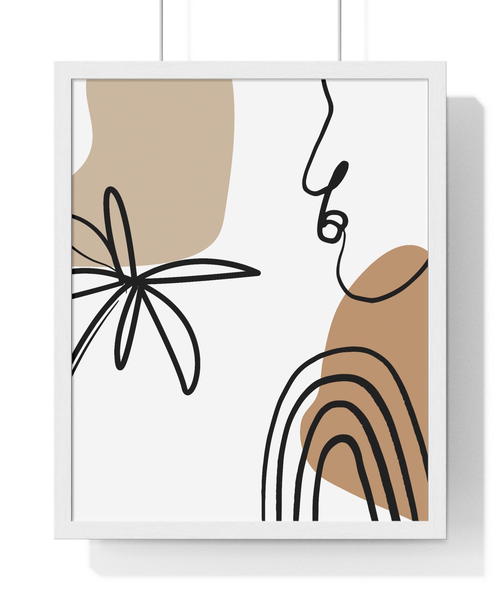 Abstract Face & Floral Art – Wooden Framed Poster