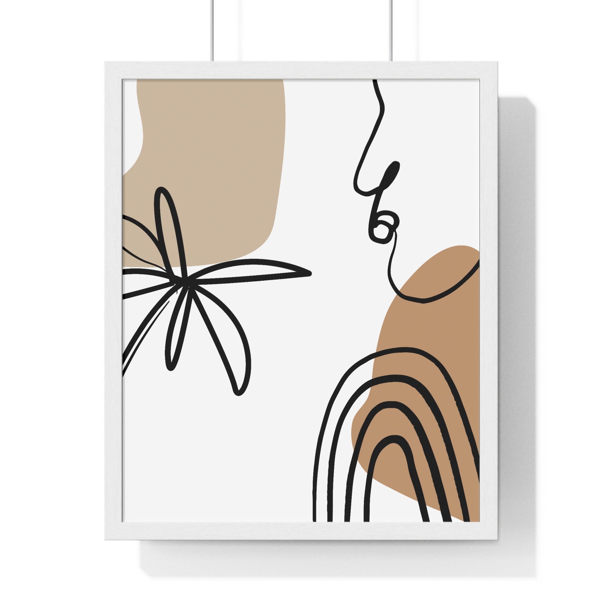 Abstract Face & Floral Art – Wooden Framed Poster