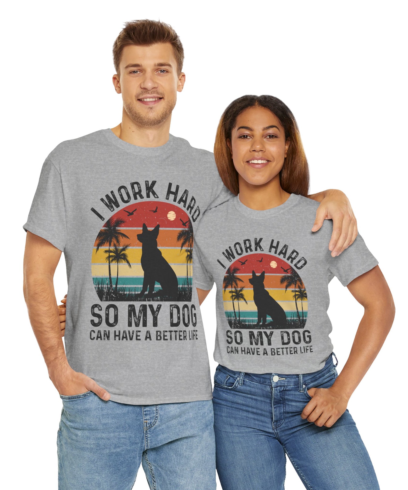 Retro Dog Lover Tee - Work Hard for My Pet