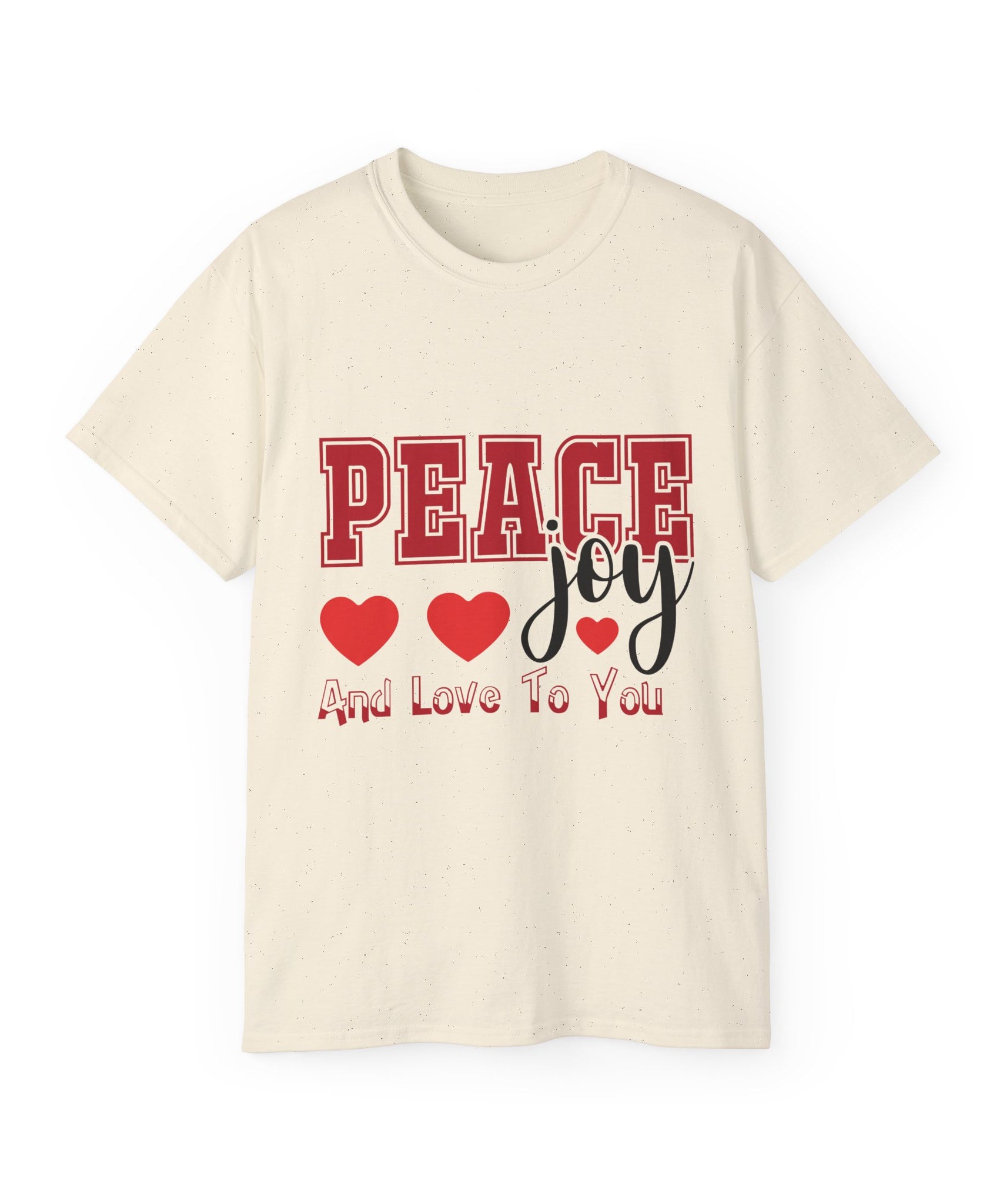 Peace, Joy & Love Retro Christmas T-Shirt | Gallory Hive