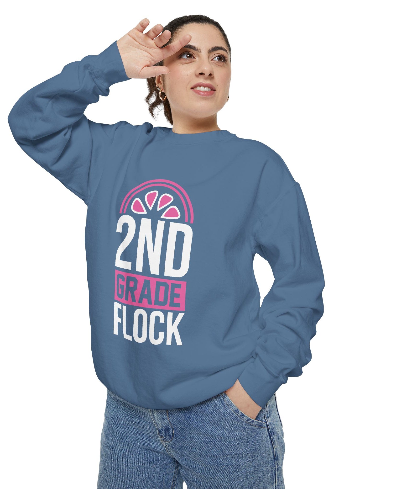 Unisex 2nd Grade Flock Sweatshirt | Perfect for Teachers, Back to School, Classroom, Gift for Kids, Cozy Style