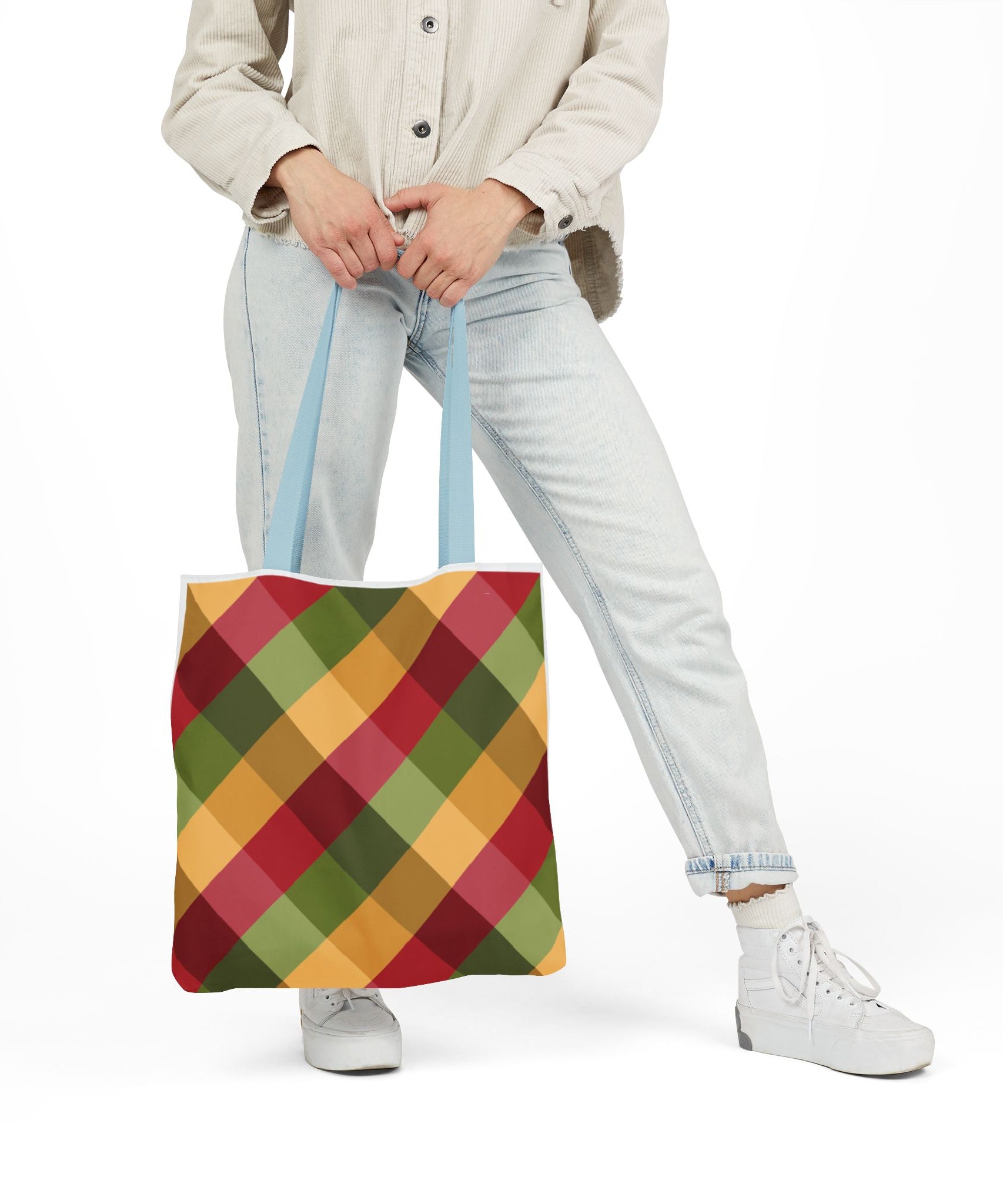Vibrant Geometric Angle Design Canvas Tote