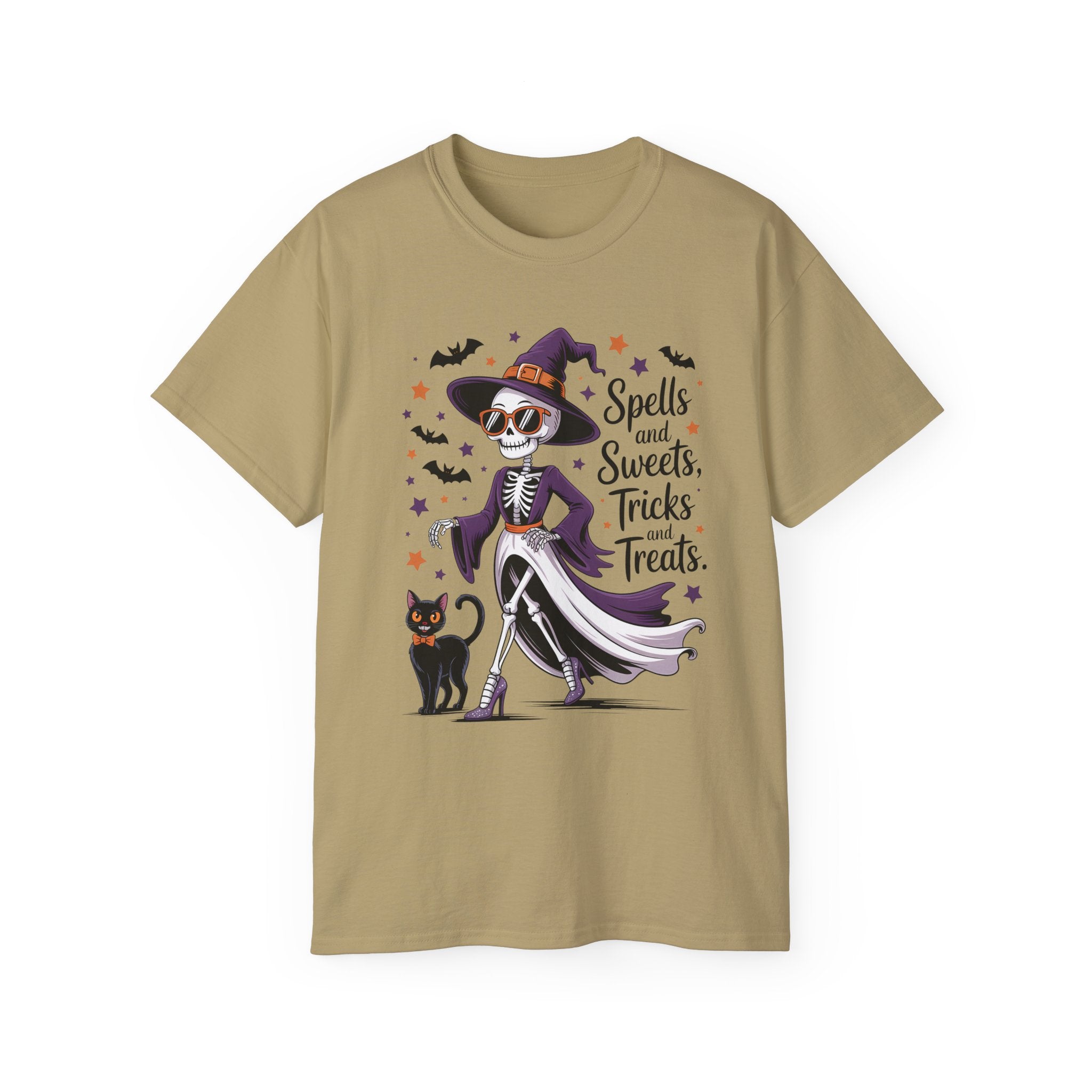 Spooky Skeleton Halloween Witch T-Shirt | Gallory Hive