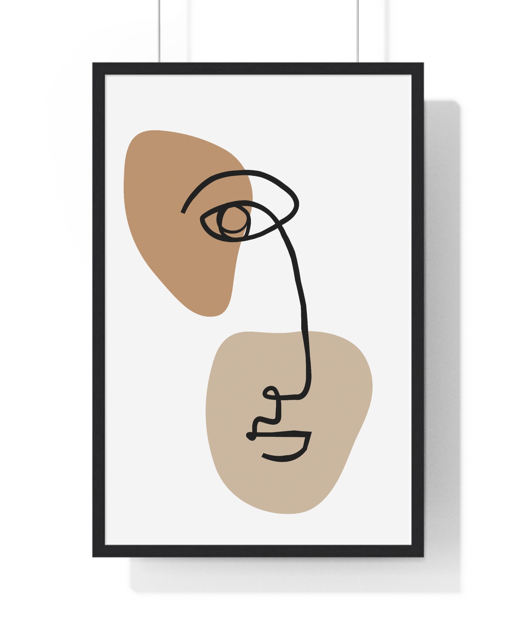 Abstract Face Line Drawing – Wood Frame Poster | Gallory Hive