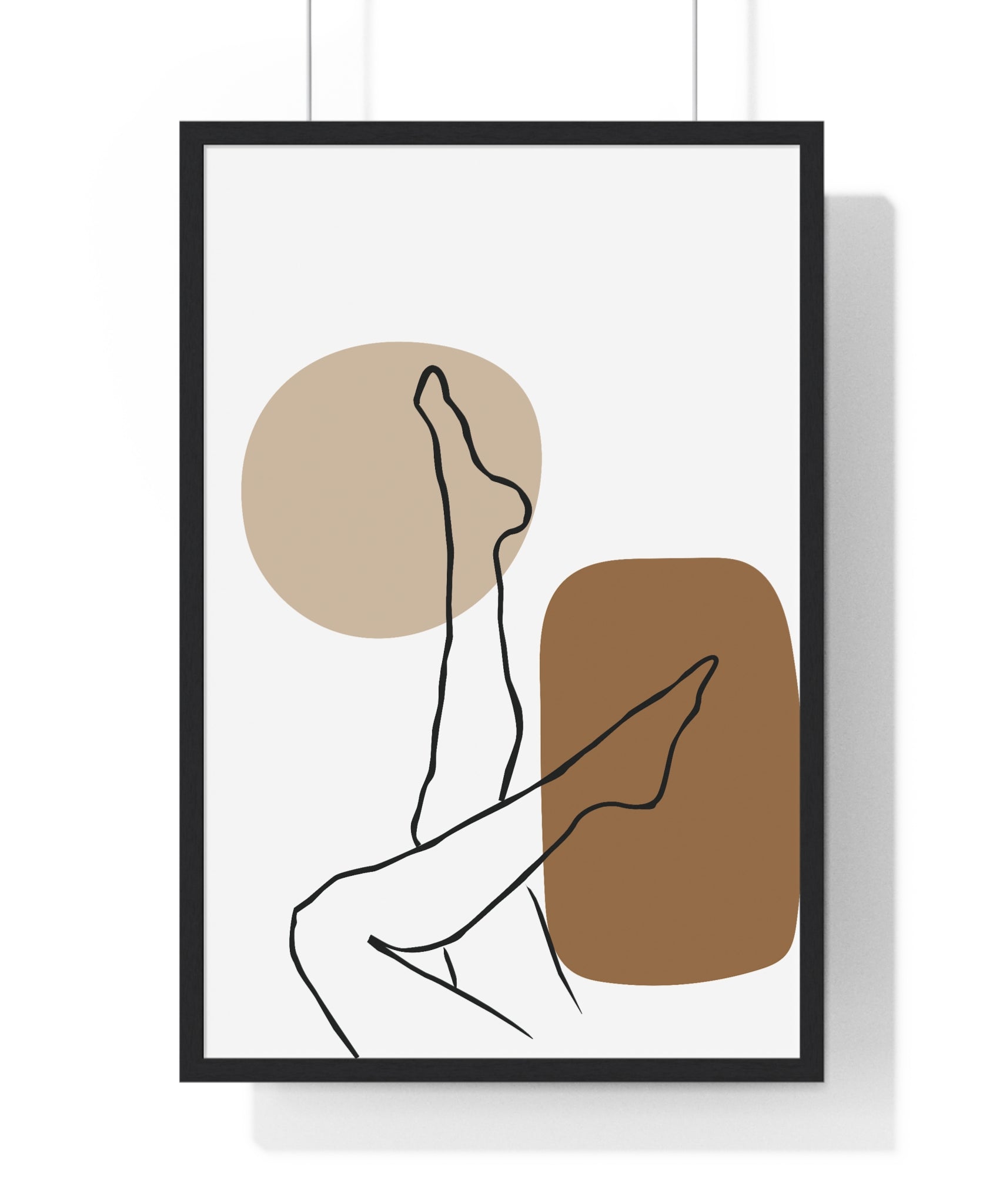 Minimalist Legs Line Art – Abstract Earth Tone Print on Premium Wooden Frame