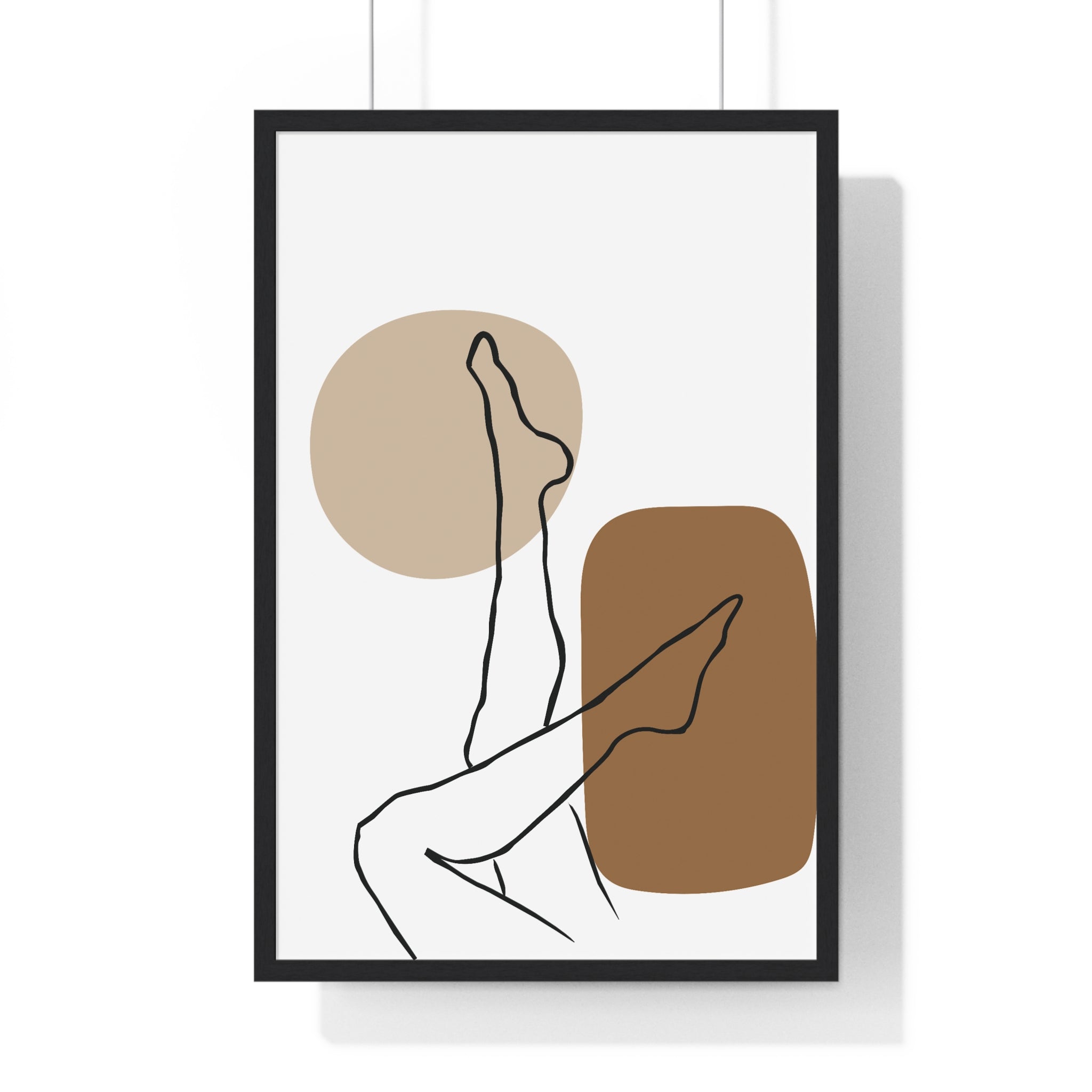 Minimalist Legs Line Art – Abstract Earth Tone Print on Premium Wooden Frame