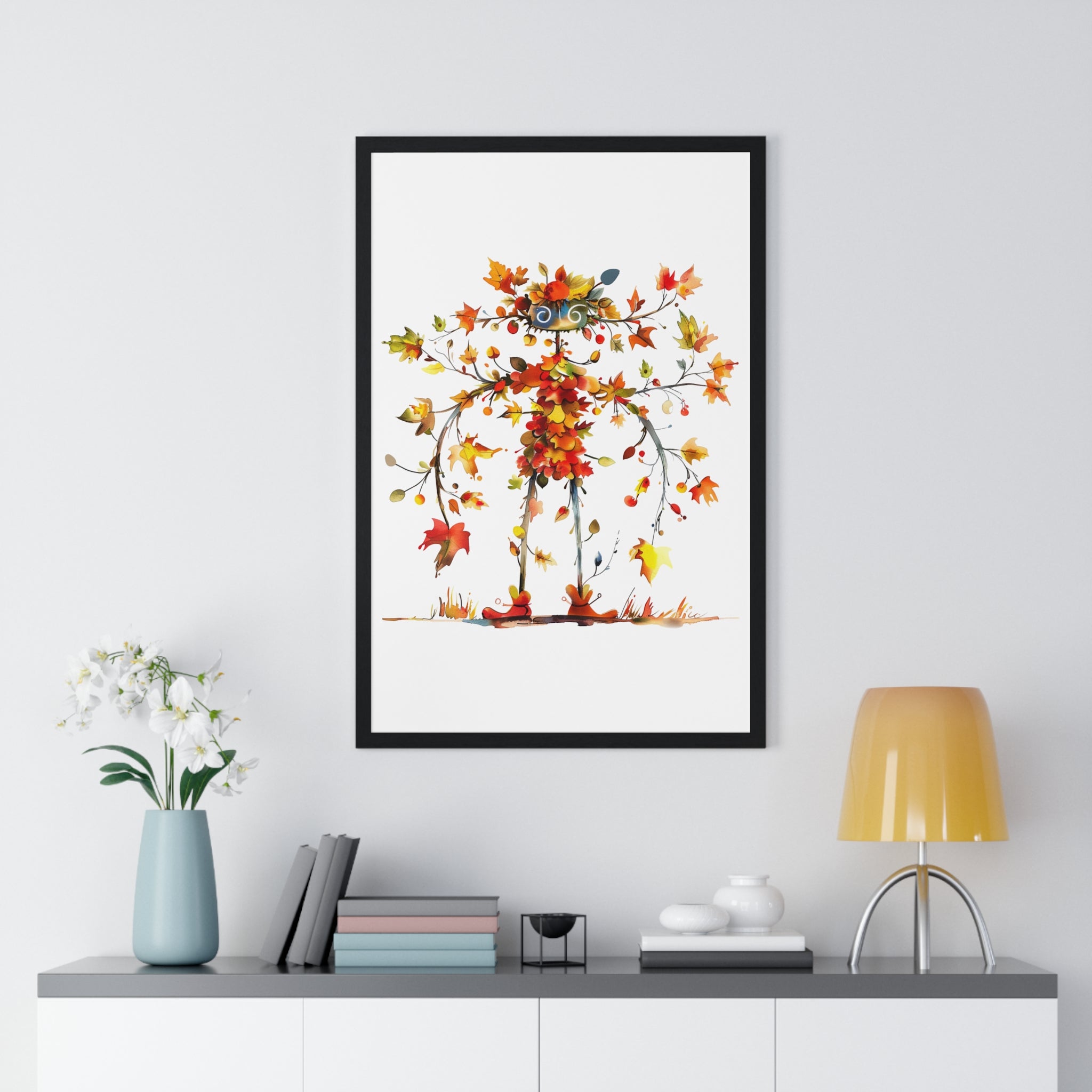 Vibrant Autumn Leaf Spirit Wooden Framed Wall Art