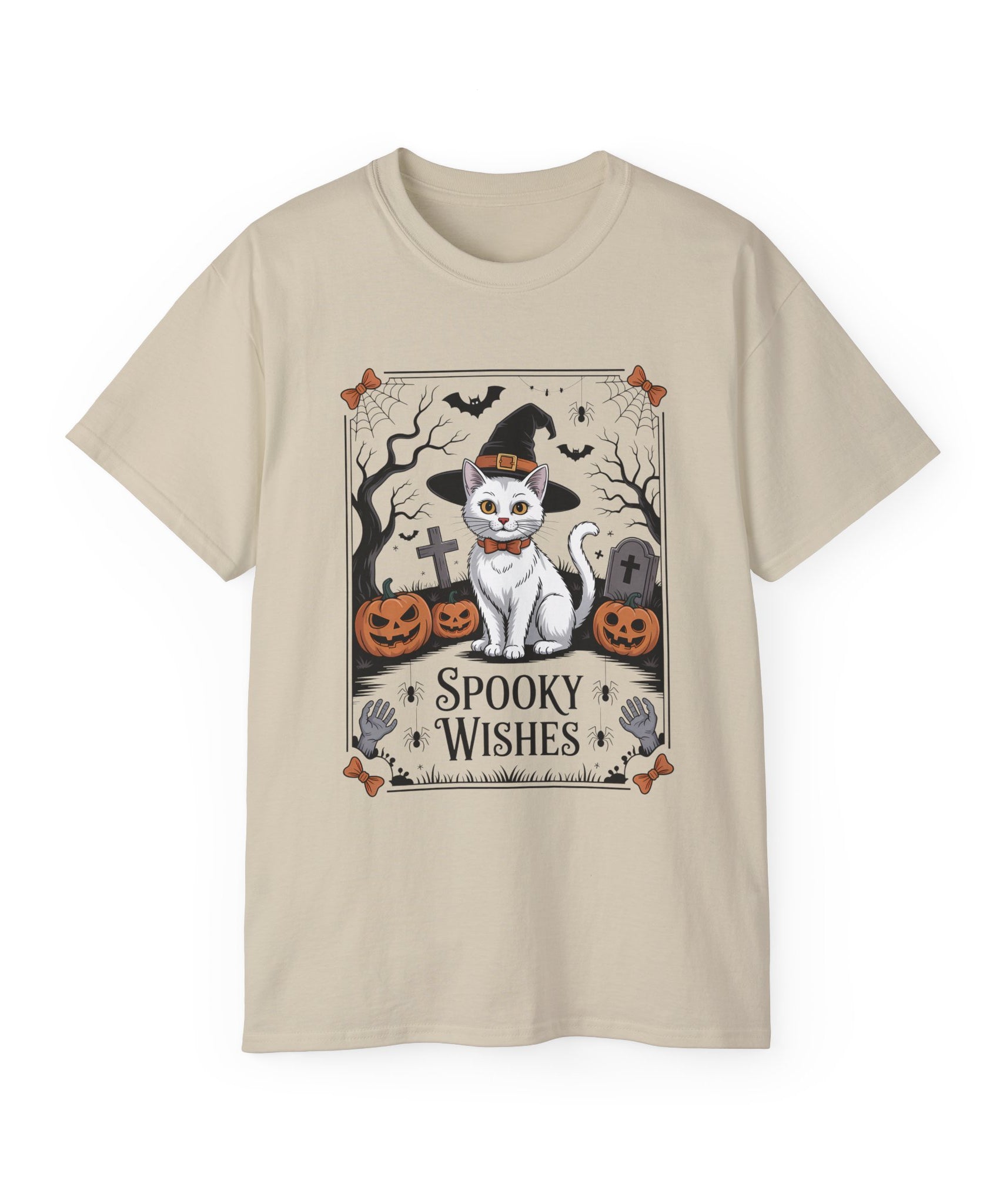 Spooky Wishes Witch Cat Halloween T-Shirt | Gallory Hive