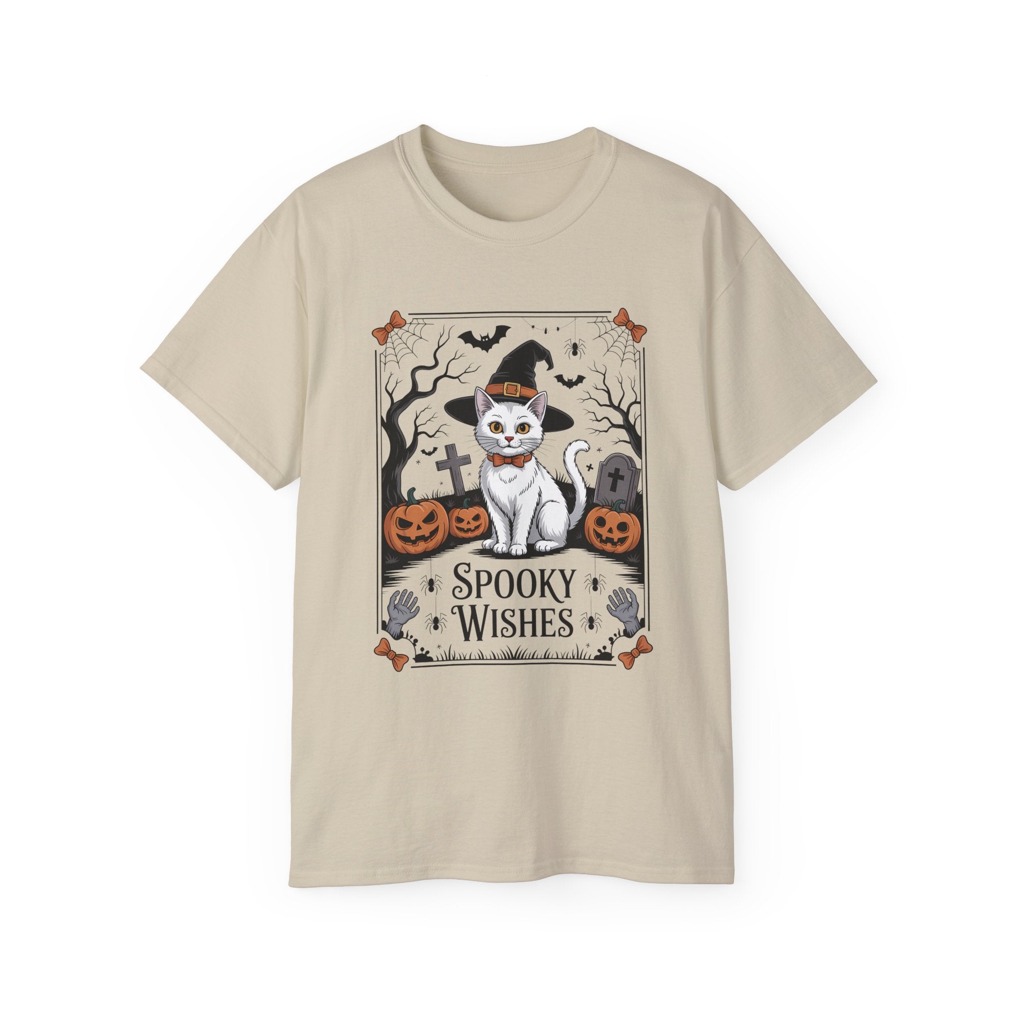 Spooky Wishes Witch Cat Halloween T-Shirt | Gallory Hive